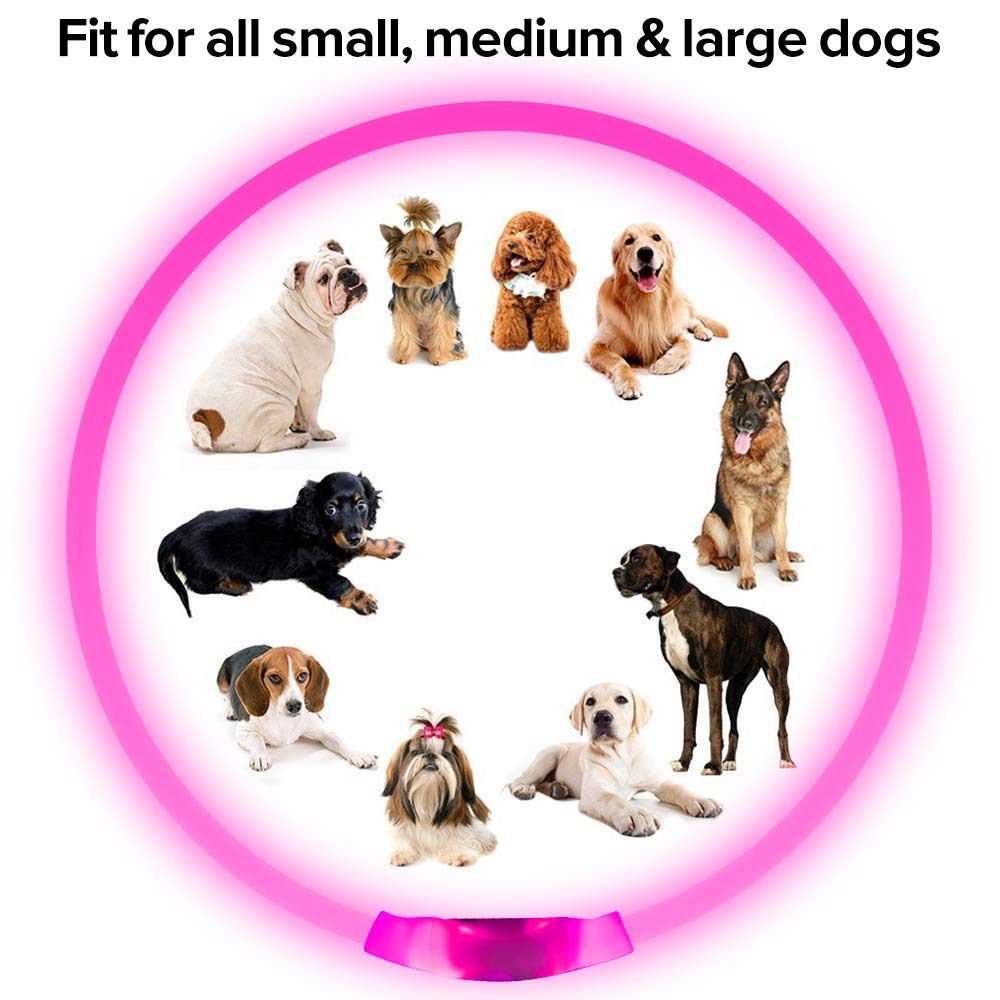 Led Dog Collar, Bseen Usb Rechargeable Flash Dog Necklace Light, Pet Safety Collar Makes Your Beloved Dogs Be Seen At Night For Small Medium Large Dogs(Pink)