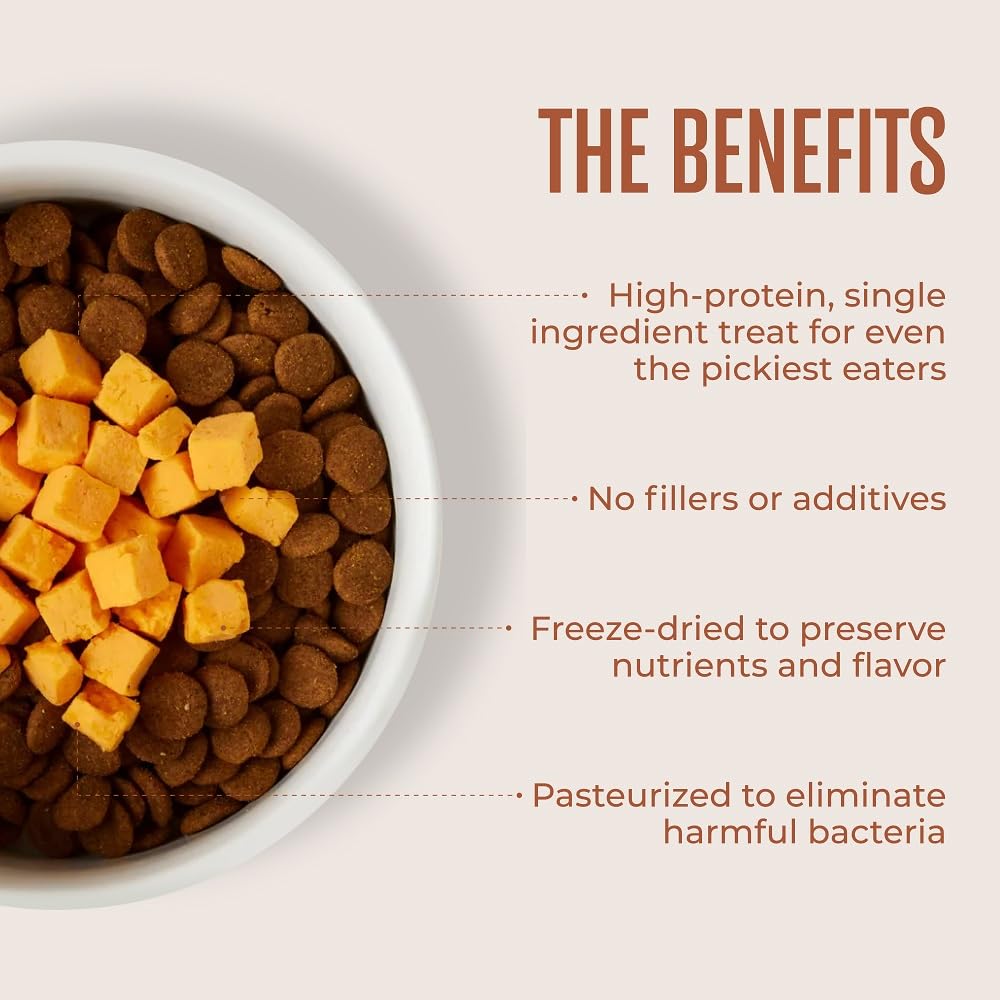 WagWell Freeze Dried Cheese Dog Treats - Grain-Free, High-Protein Pasteurized Dog Treats Made in The USA - Human-Grade, Minimall