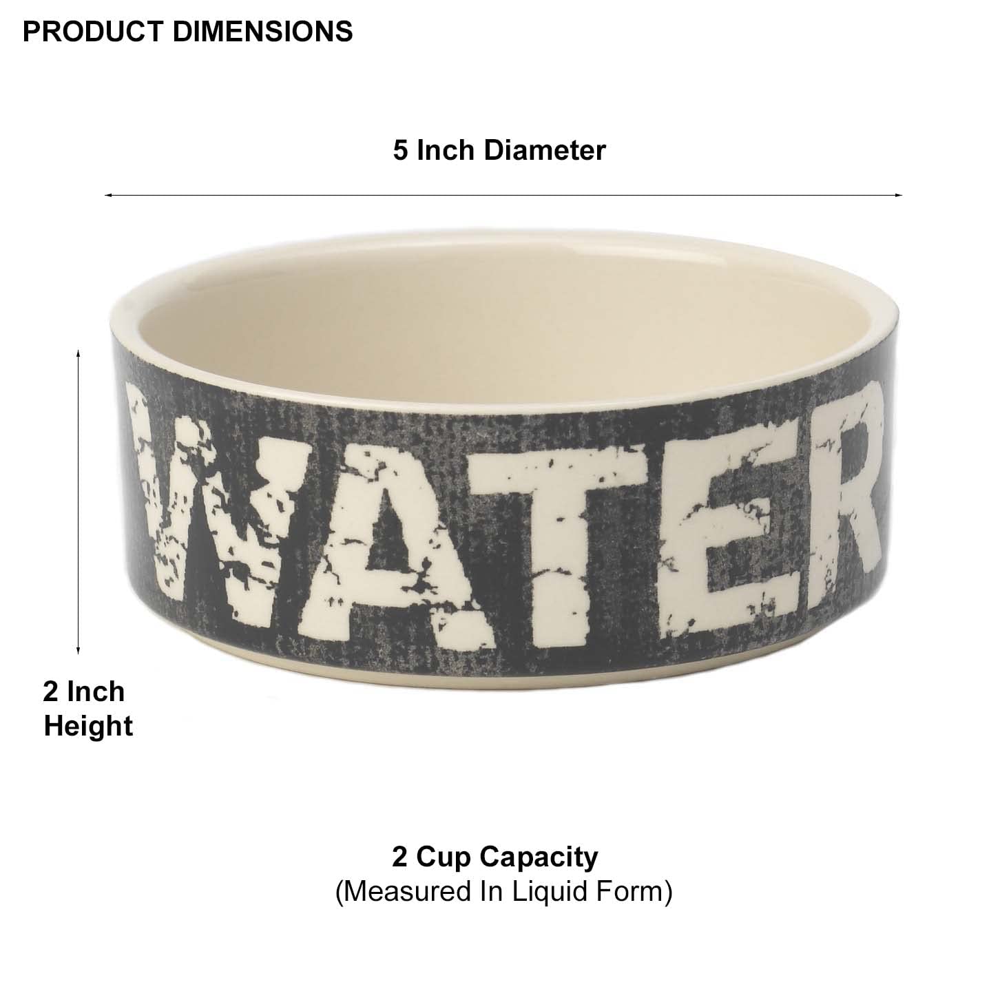 Petrageous 10001 Vintage Stoneware Dog Water Bowl With 2 Cup Capacity 5 Inch Diameter By 2 Inch Tall Great For Small And Medium