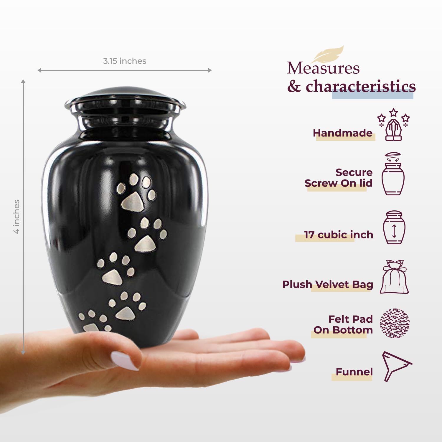 Trupoint Memorials Pet Urn For Dogs And Cats Ashes - A Loving Resting Place For Your Special Pet, Cat And Dog Urns For Ashes, Pet Cremation Urns – Gold, Small Pets Up To 17 Lbs