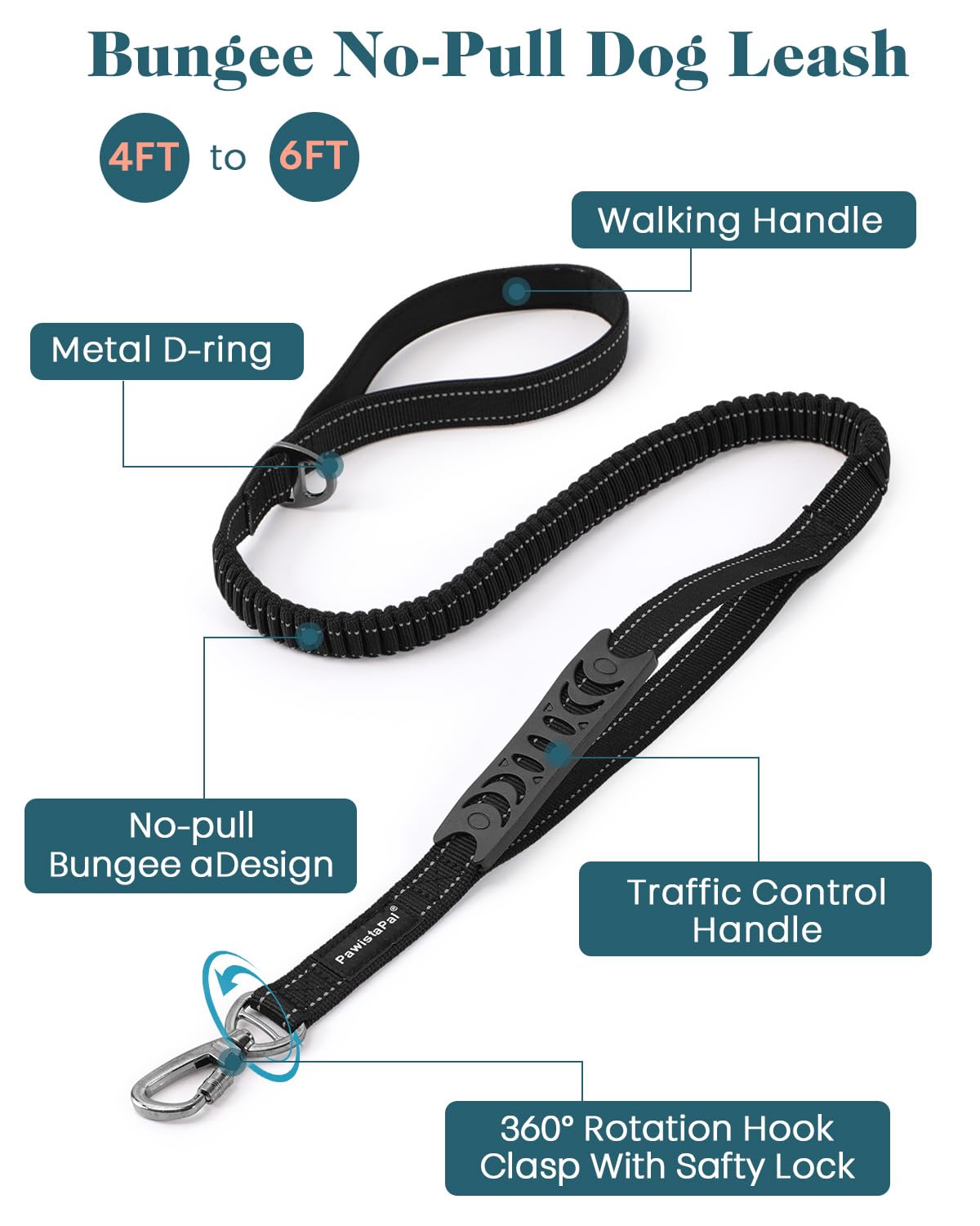 Reflective Service Dog In Training Vest Harness Leash Set For Medium Dogs, Adjustable Heavy Duty Black Padded Dog Harness, With