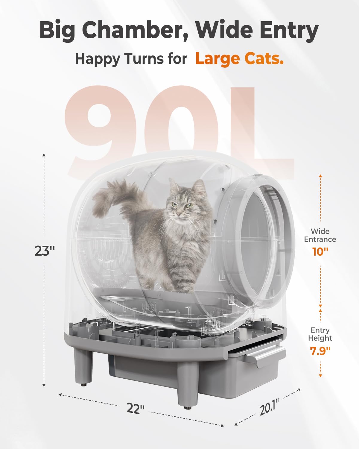 HotFeed Self Cleaning Litter Box, 100L Automatic Litter Box Self Cleaning for Multiple Cats, Smart Litter Robot with APP Control