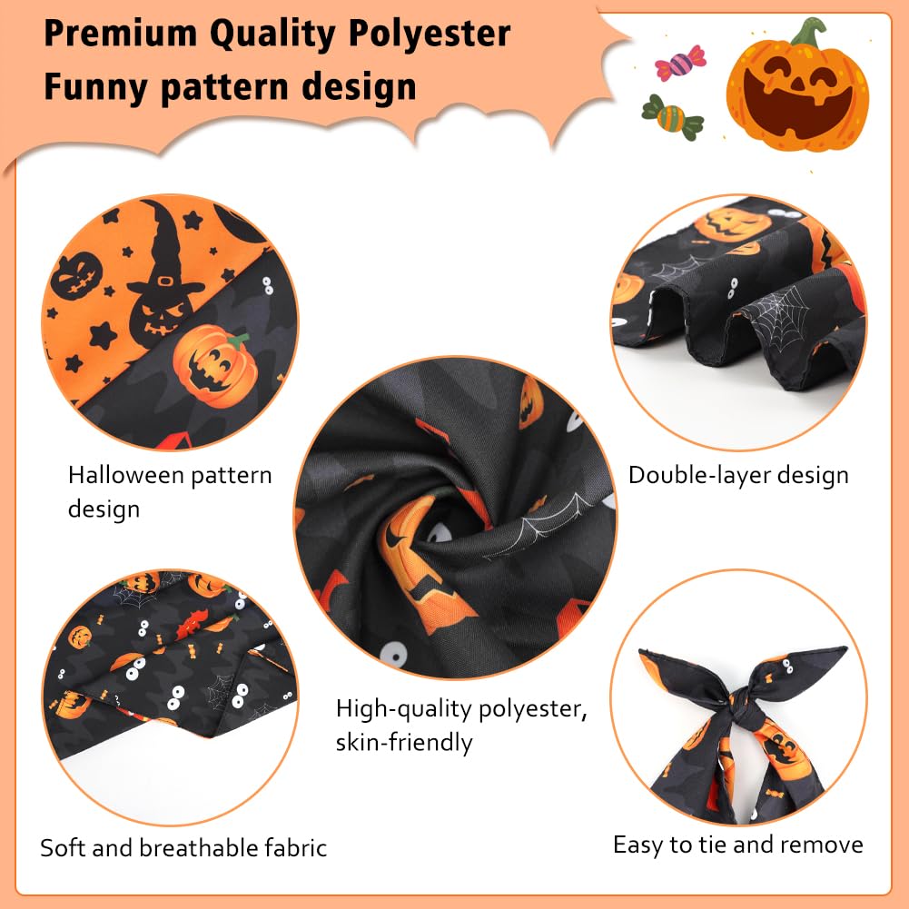 Szee Halloween Dog Bandanas, 2Pcs Witch And Pumpkin Double-Layer Dog Scarf For Small Medium And Large Pooch, Funny Halloween Cos