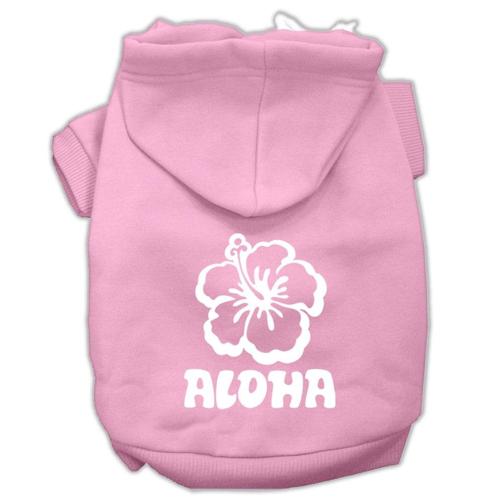 Pet, Dog & Cat Hoodie Screen Printed, 'Aloha Flower' Light Pink Md (6-10 Lbs.)