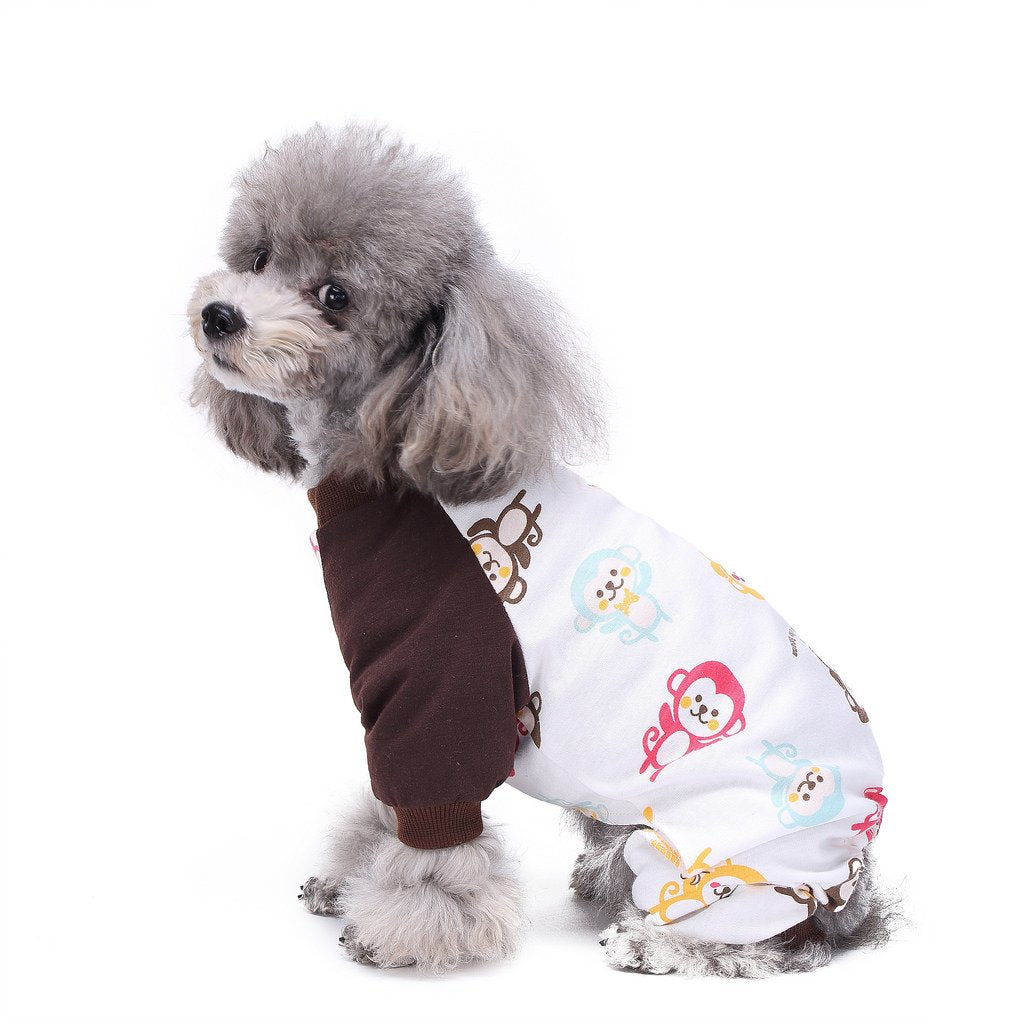 S-Lifeeling Dog Pajamas - Comfortable Turtleneck Love Pattern Jumpsuit Shirt For Medium & Small Dogs (03 Elephant, S) - 100% Cot