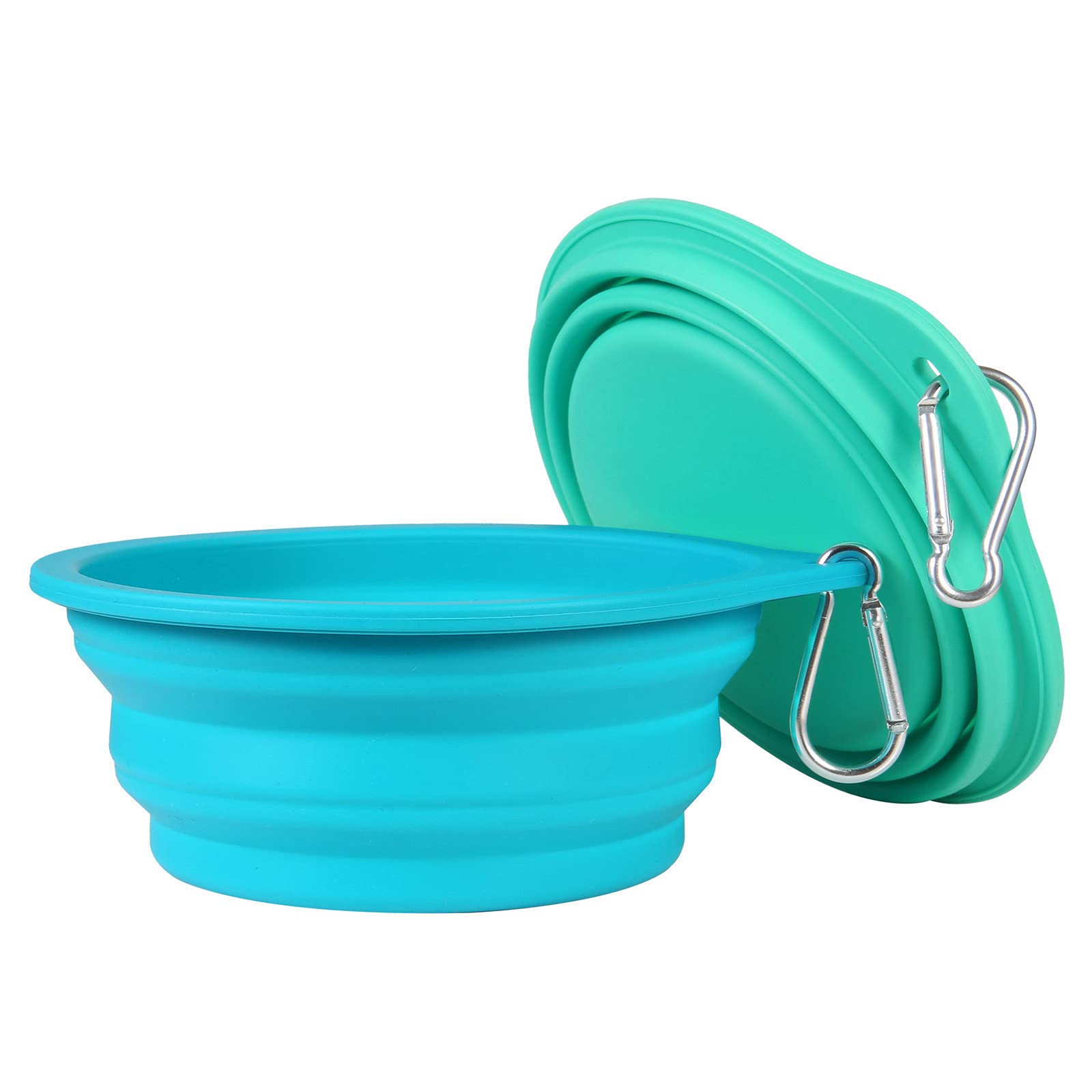 SLSON 2Pack Collapsible Dog Bowl,Integrated Molding Travel Bowl No Plastic Rim Pet Feeding Bowls for Walking Traveling Outdoors,