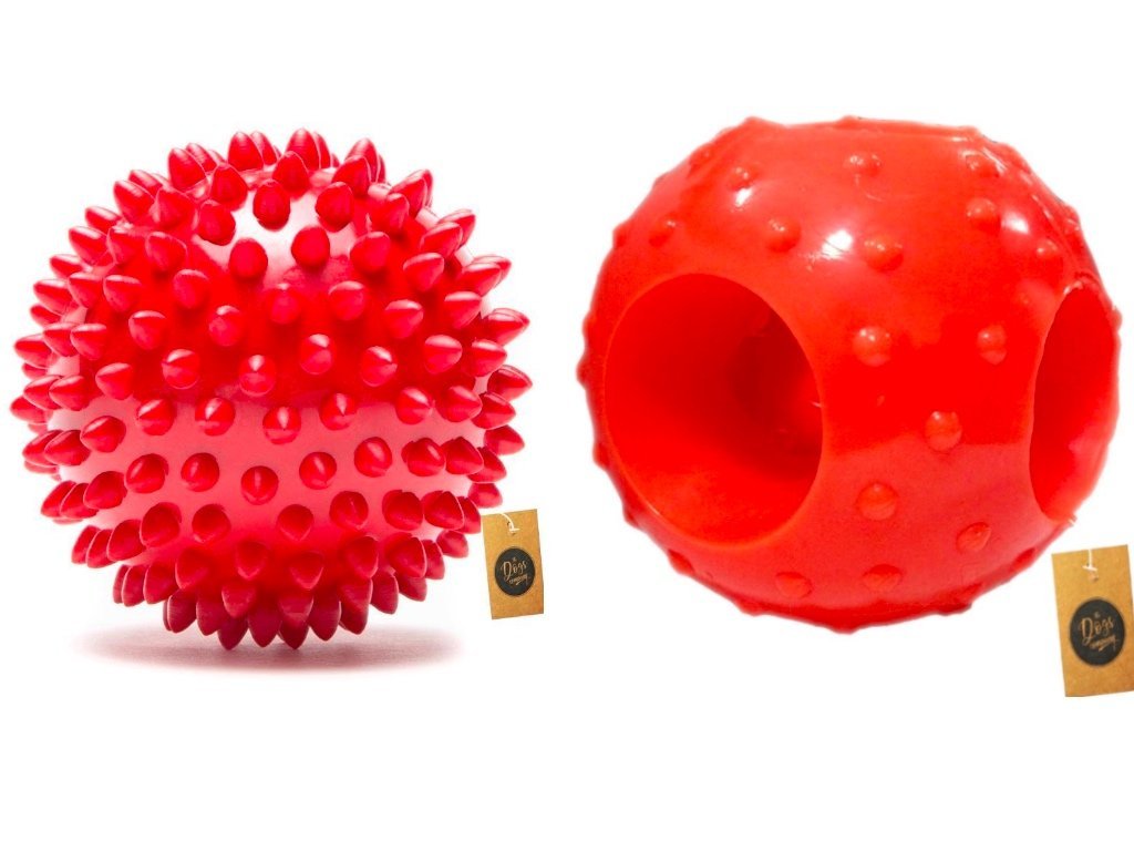 The Pets Company Rubber Hole & Spike Ball Dog Toy Combo for Puppy Teething