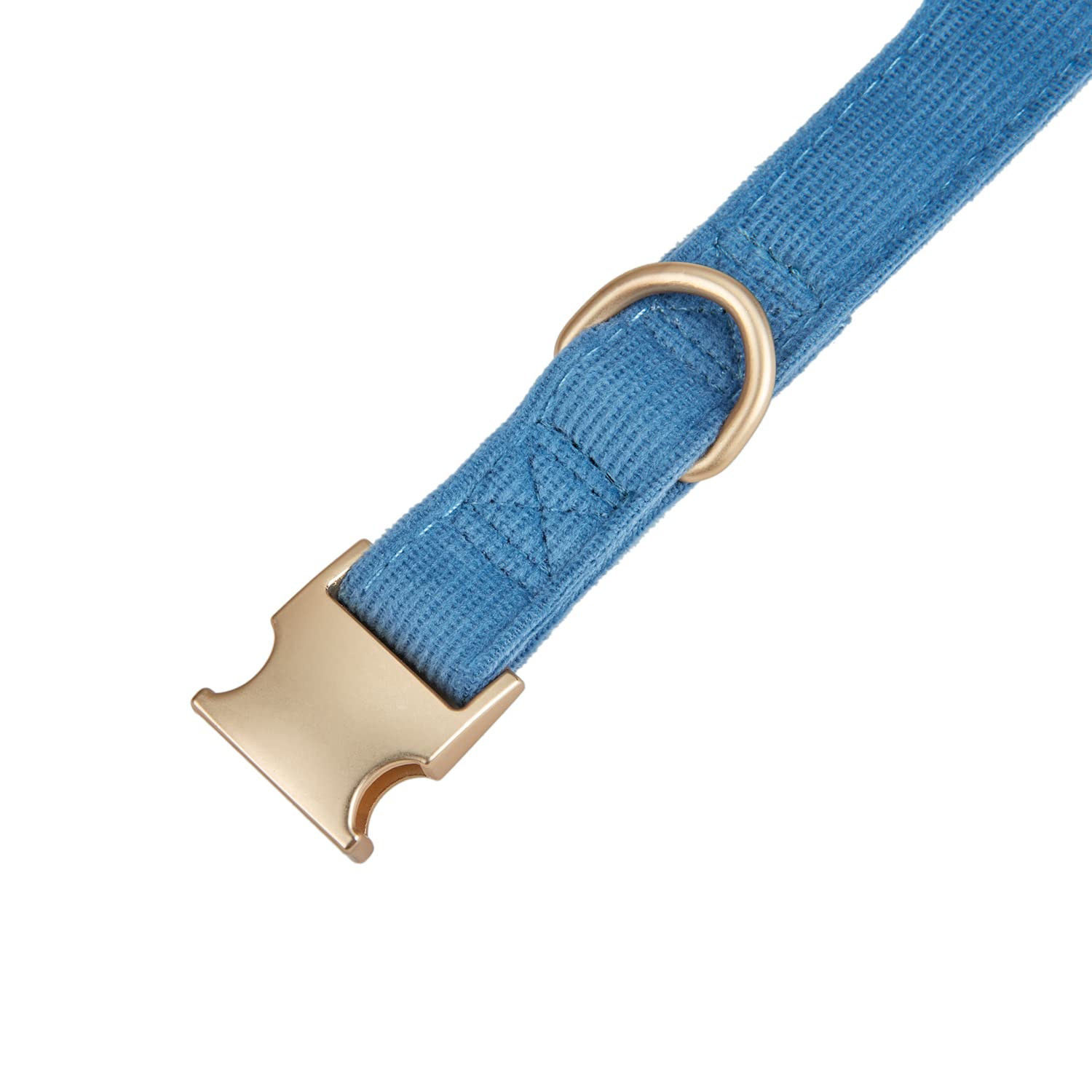Petiry Soft Corduroy Fibric Dog Collar with High Grade Metal Buckle, for Large Dogs.(Blue,Large:17-26'')