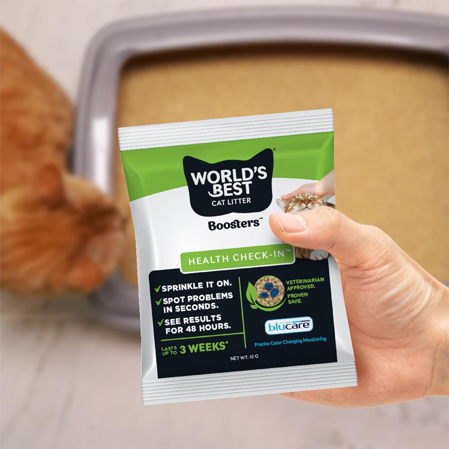 WORLDS BEST CAT LITTER Boosters Health Check-in | Cat Litter Additive for Health Monitoring | UTI Monitoring and Detection with