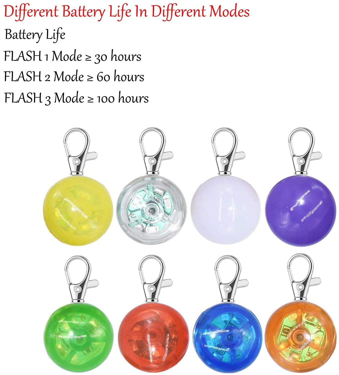 Xiaojuan 8 Packs Led Dog Collar, Led Light Up Clip-On Dog Collar Light, Dog Lights For Night Walking,Waterproof Dog Night Light,