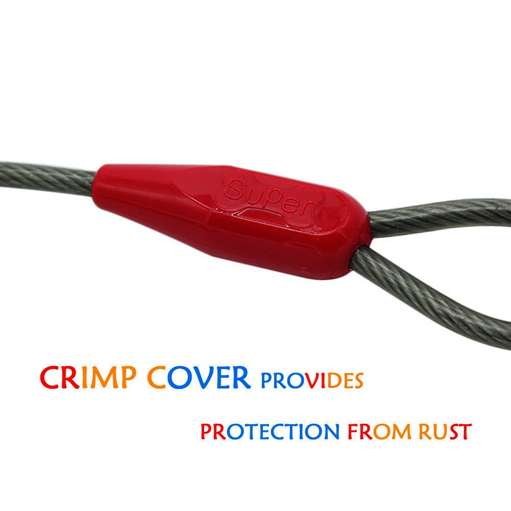 Petest 25Ft Tie-Out Cable With Crimp Cover For Super Dogs Up To 250 Pounds