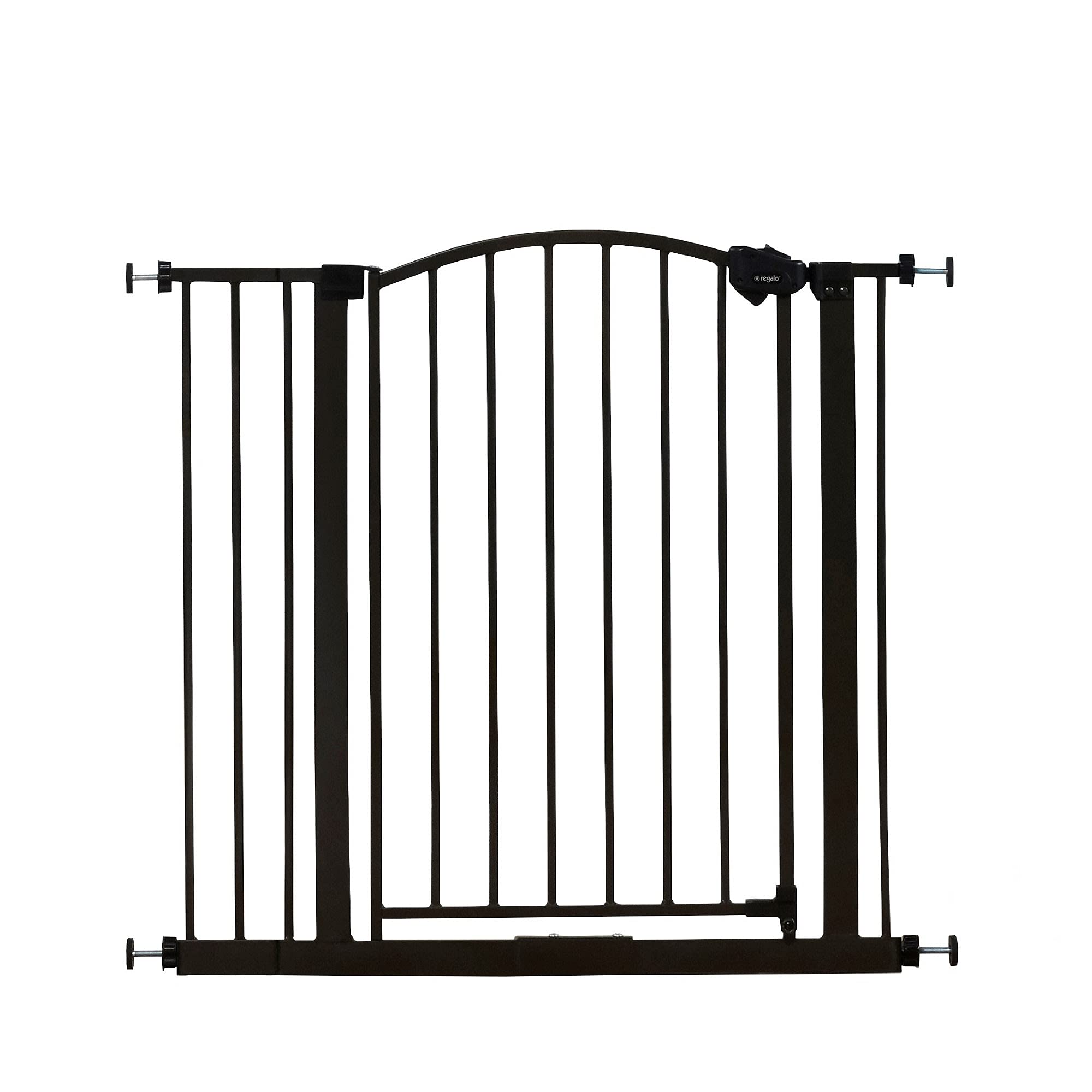 Regalo Easy Step Arched Décor Walk Thru Baby Gate, Includes 4-Inch Extension Kit, 4 Pack Pressure Mount Kit And 4 Pack Wall Mount Kit, Bronze