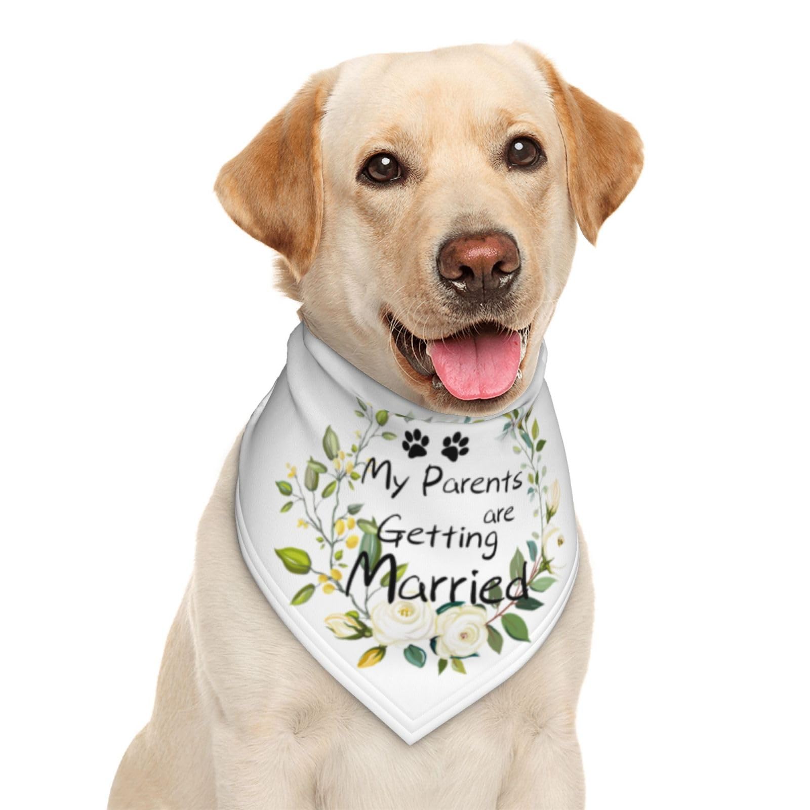 My Parents Are Getting Married Dog Bandana Scarf Triangle Bibs Pet Accessories Cat Kerchief White58 One Size