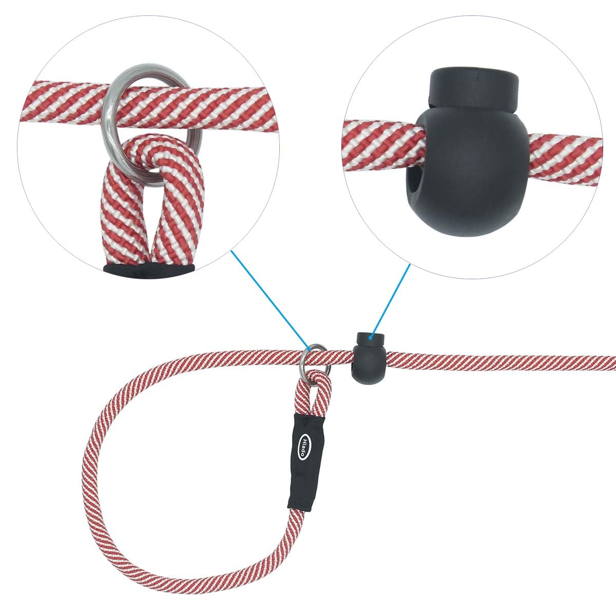 Hiado Slip Lead Dog Leash With Stopper Loop Rope Training No Pull For Small Medium Large Dogs 6Ft Red White
