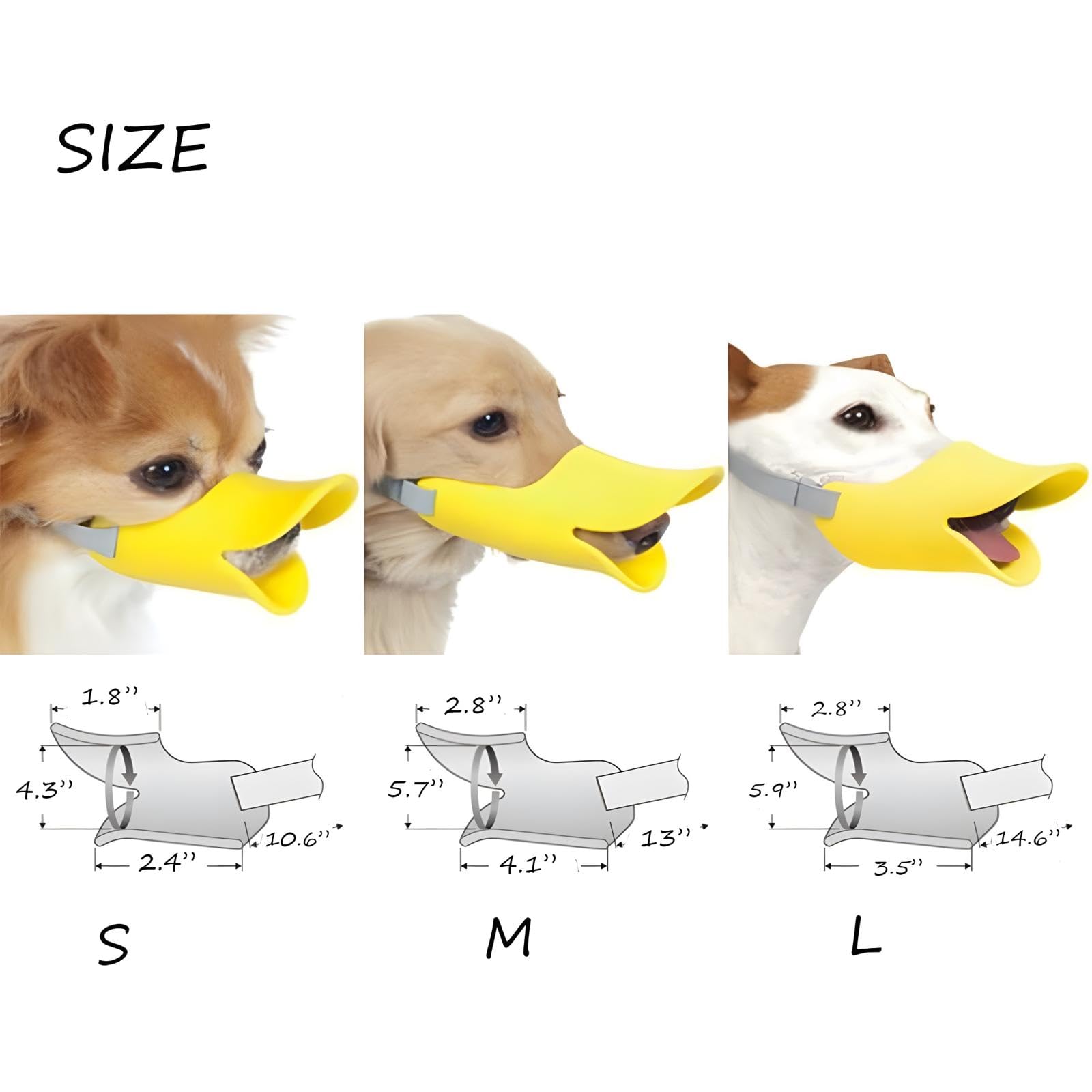 NACOCO Anti Bite Duck Mouth Shape Dog Mouth Covers Anti-Called Muzzle Masks Pet Mouth Set Bite-Proof Silicone Material (Yellow,