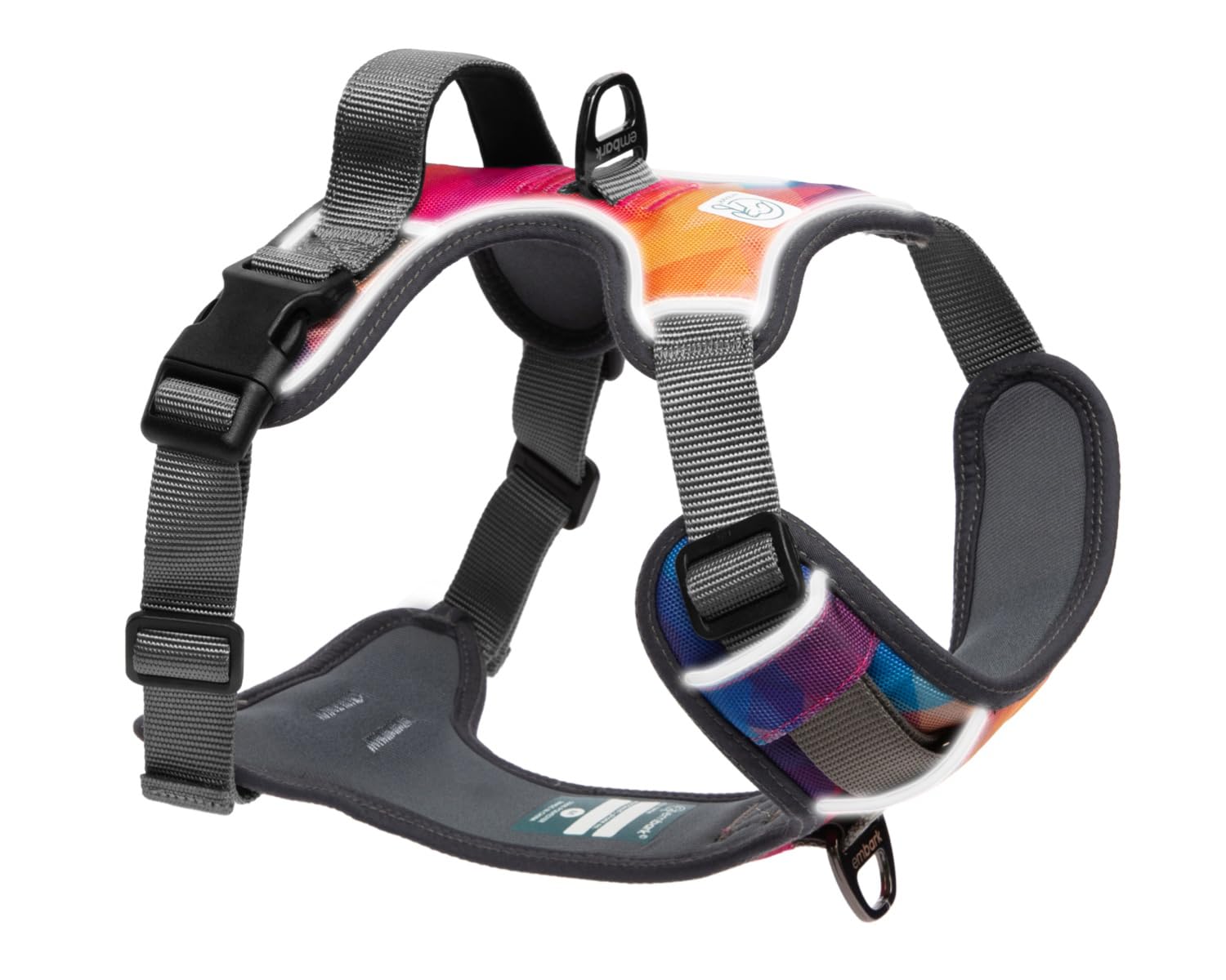 Embark Adventure Dog Harness, No-Pull Reflective Trim Dog Harness For Small, Medium & Large Dogs - Heavy Duty Oxford, 2 Leash Cl