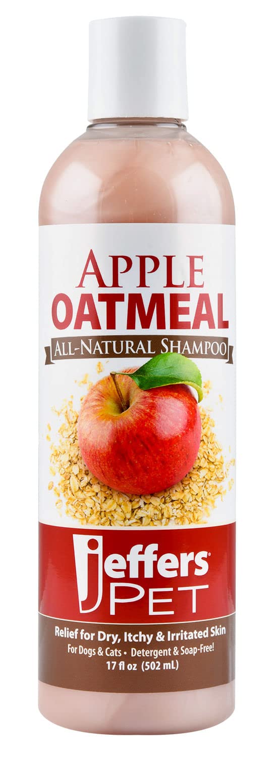 Jeffers Pet Apple Oatmeal Pet Shampoo For Dogs & Cats, 17 Oz - Hypoallergenic, Tearless, Natural, Soap Free, Detergent Free, Bes