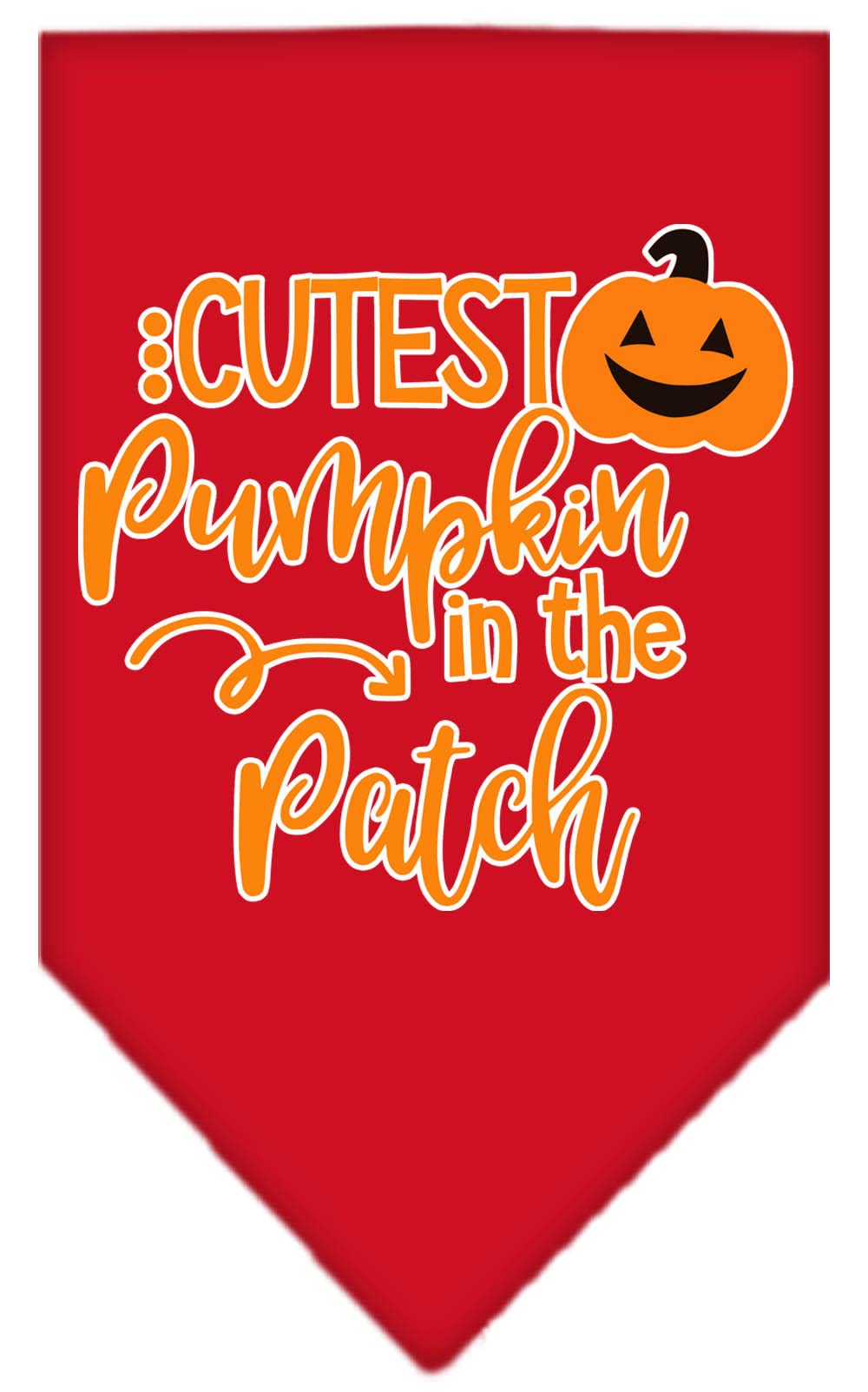 Halloween Pet and Dog Bandana Screen Printed, "Cutest Pumpkin In The Patch" Red Large