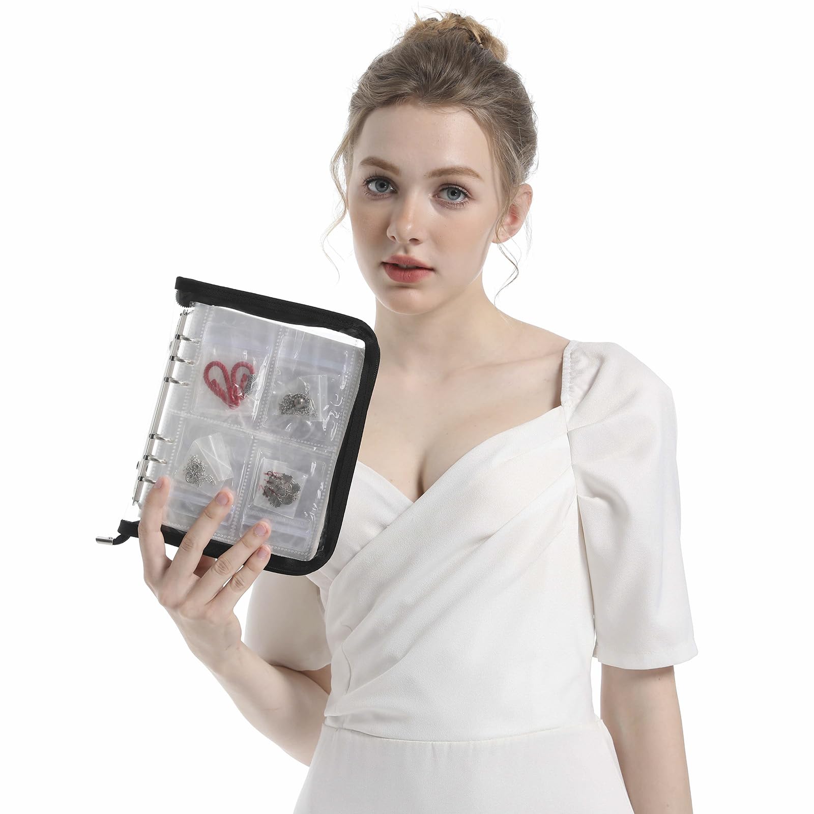 Hslfuai Transparent Jewelry Storage Book Travel Jewelry Organizer Transparent Jewelry Book Organizer For Necklace Ring Holder Je