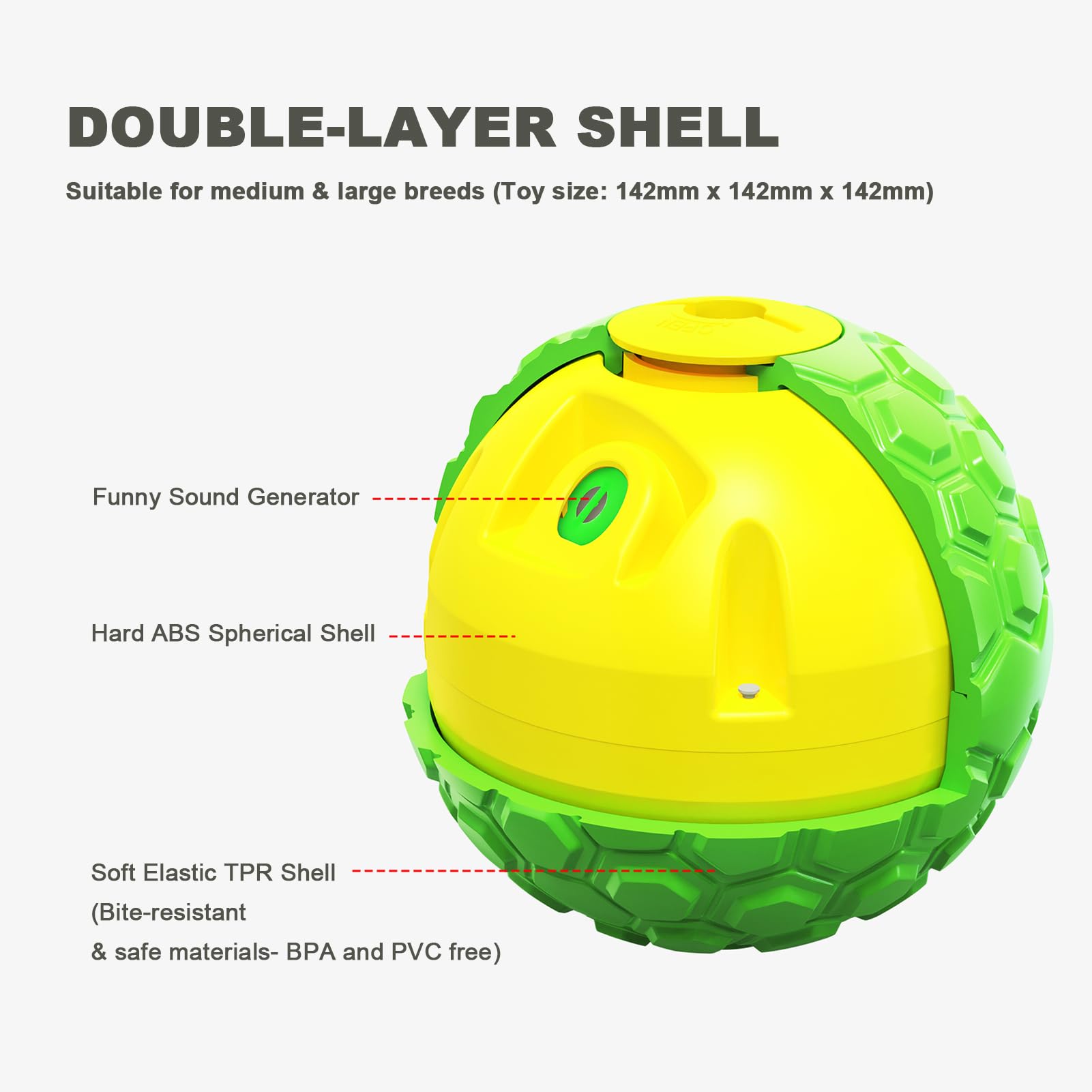 GOLDROC Dog Puzzle Toy - Durable Squeaky Chew Toy for Medium & Large Dogs, Treat Dispenser for Slow Feeding & Interactive Play (