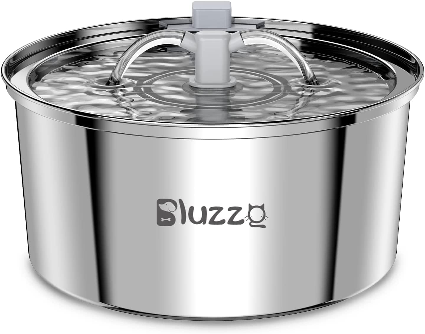 Bluzzo Cat Water Fountain Stainless Steel With Filter, 3.2L/108Oz Large Capacity Automatic Pet Water Fountain, Cat Dog Water Dispenser With Ultra-Quiet Pump For Multiple Pets, Dishwasher Safe