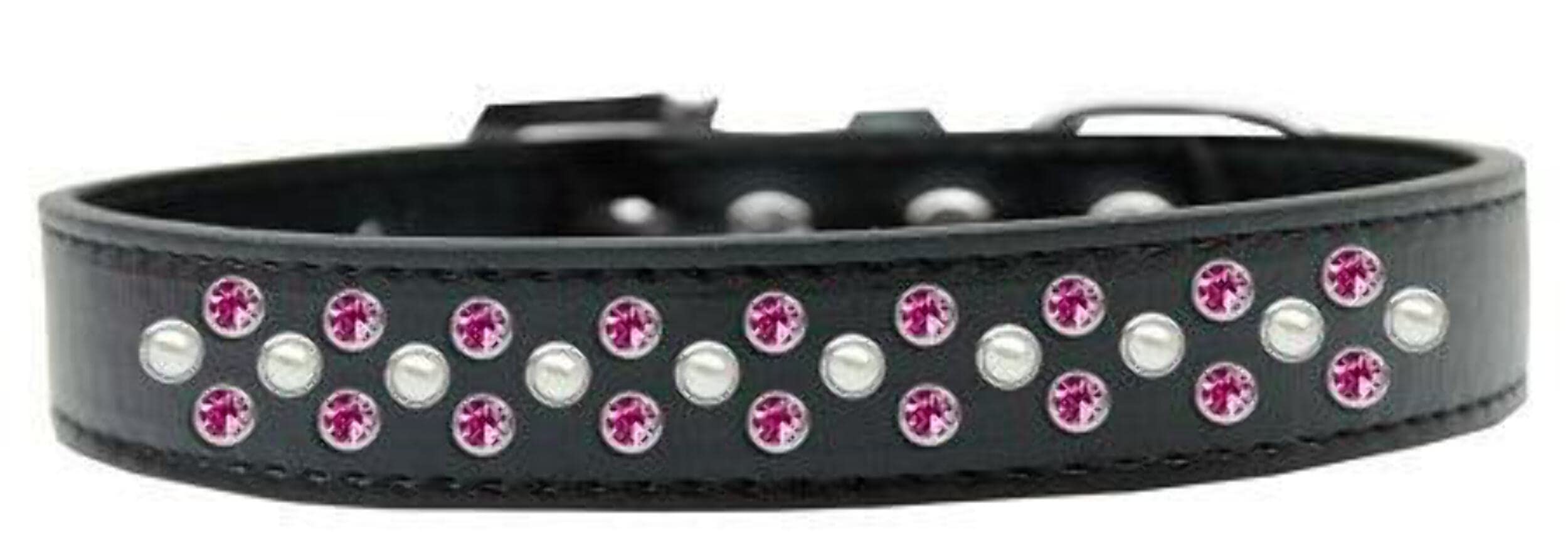 Dog, Puppy & Pet Fashion Collar, Pearl and Bright Pink Crystal Rimsets Sprinkles Bright Pink 20
