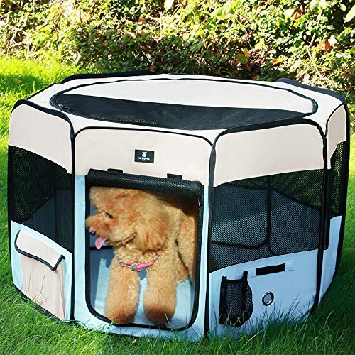 X-Zone Pet Portable Foldable Pet Dog Cat Playpen Crates Kennel/Premium 600D Oxford Cloth,Removable Zipper Top, Indoor And Outdoor Use