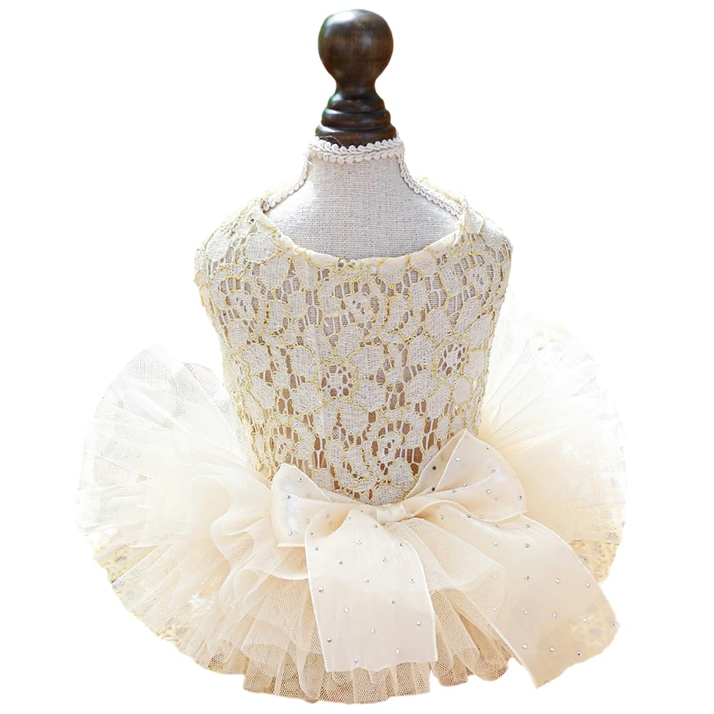 Aniac Small Dog Dresses,Girl Puppy Princess Tutu Dress With Bow Knot,Cat Outfit,Chihuahua Yorkie Clothes For Birthday Wedding (L