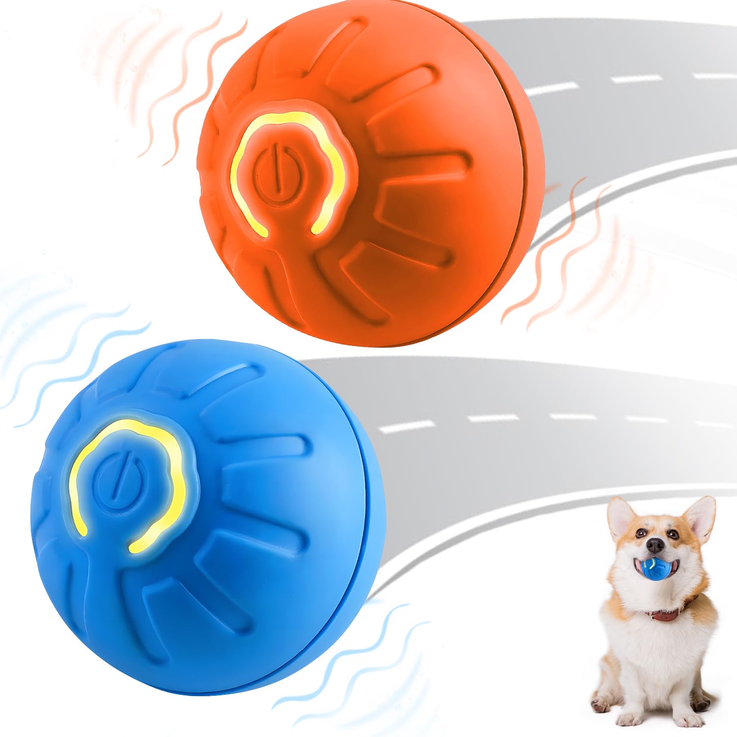 2 Pcs Shaky Ball Toy for Dogs,2025 New Shaky Dog Ball,Upgrad Interactive Dog Ball Automatic Moving Dog Toy Ball,USB Rechargeable