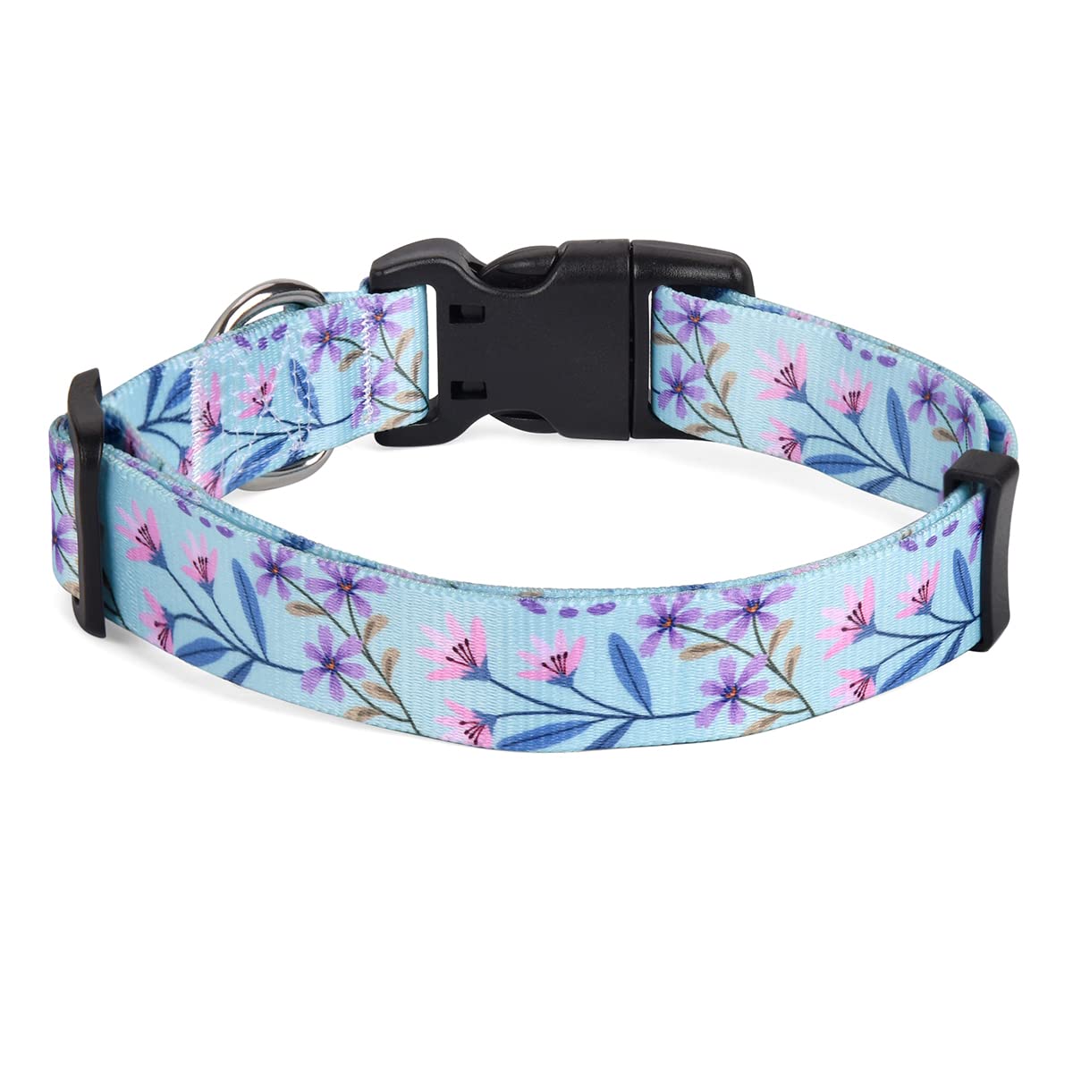 Mihqy Dog Collar With Bohemia Floral Tribal Geometric Patterns - Soft Ethnic Style Collar Adjustable For Small Medium Large Dogs(Floral Purple,S)