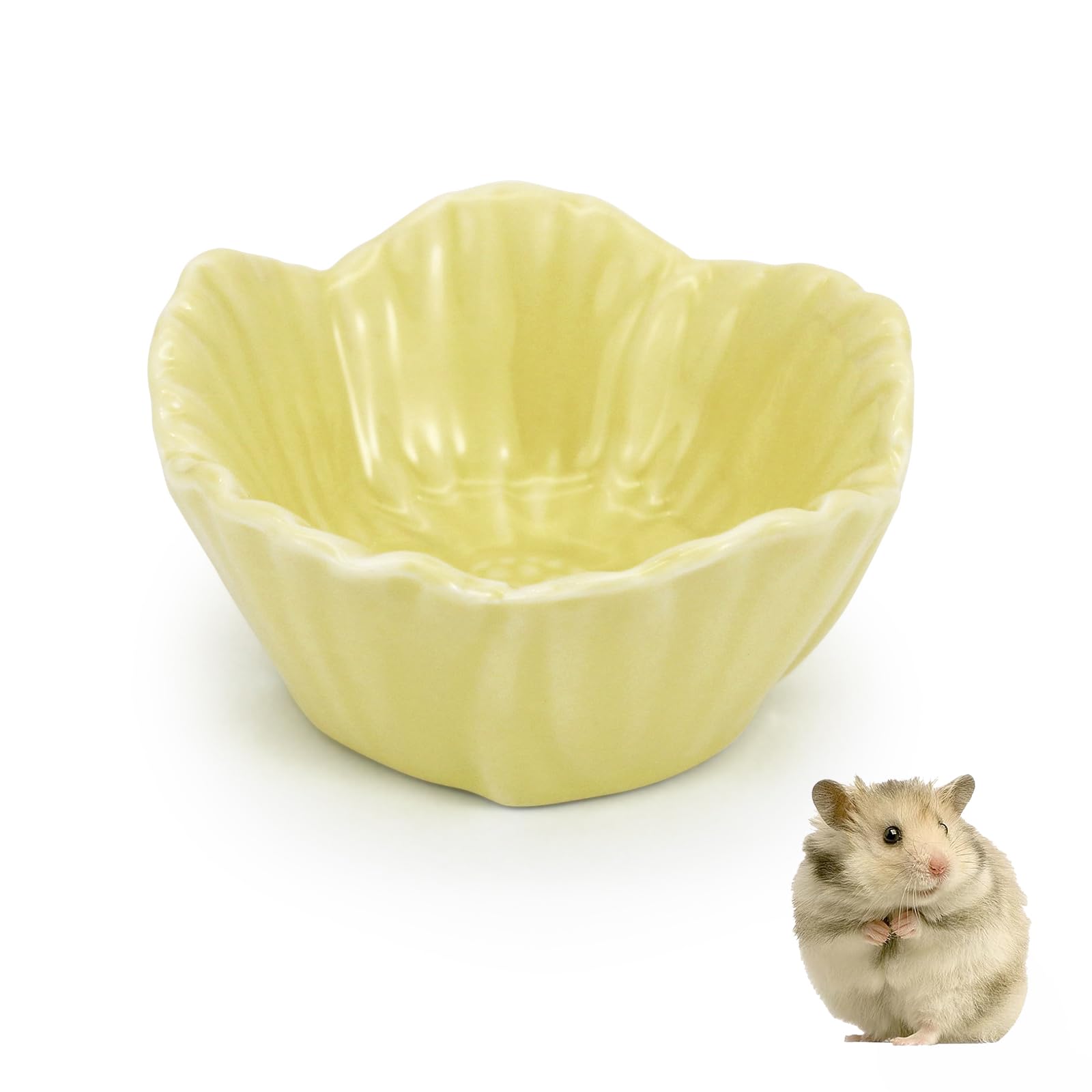 LuckyOpt Small Ceramic Pet Hamster Bowl, Easy to Clean Anti Flipping Hamsters Food and Water Bowl, Small Animal Bowls for Dwarf 