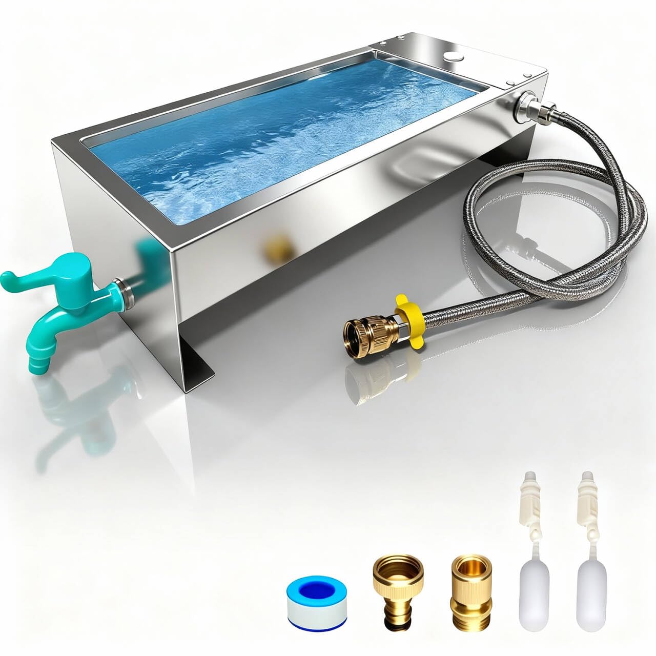 Paiaojia Automatic Livestock Water Trough Animal Stainless Steel Larger Automatic Waterer with Float Valve Kit for Goat Cattle H