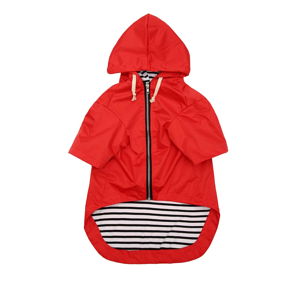 Dog Raincoat Waterproof Puppy Rain Jacket With Hood For Small Medium Dogs, Poncho With Reflective Strap, Storage Pocket And Harness Hole - Red - S