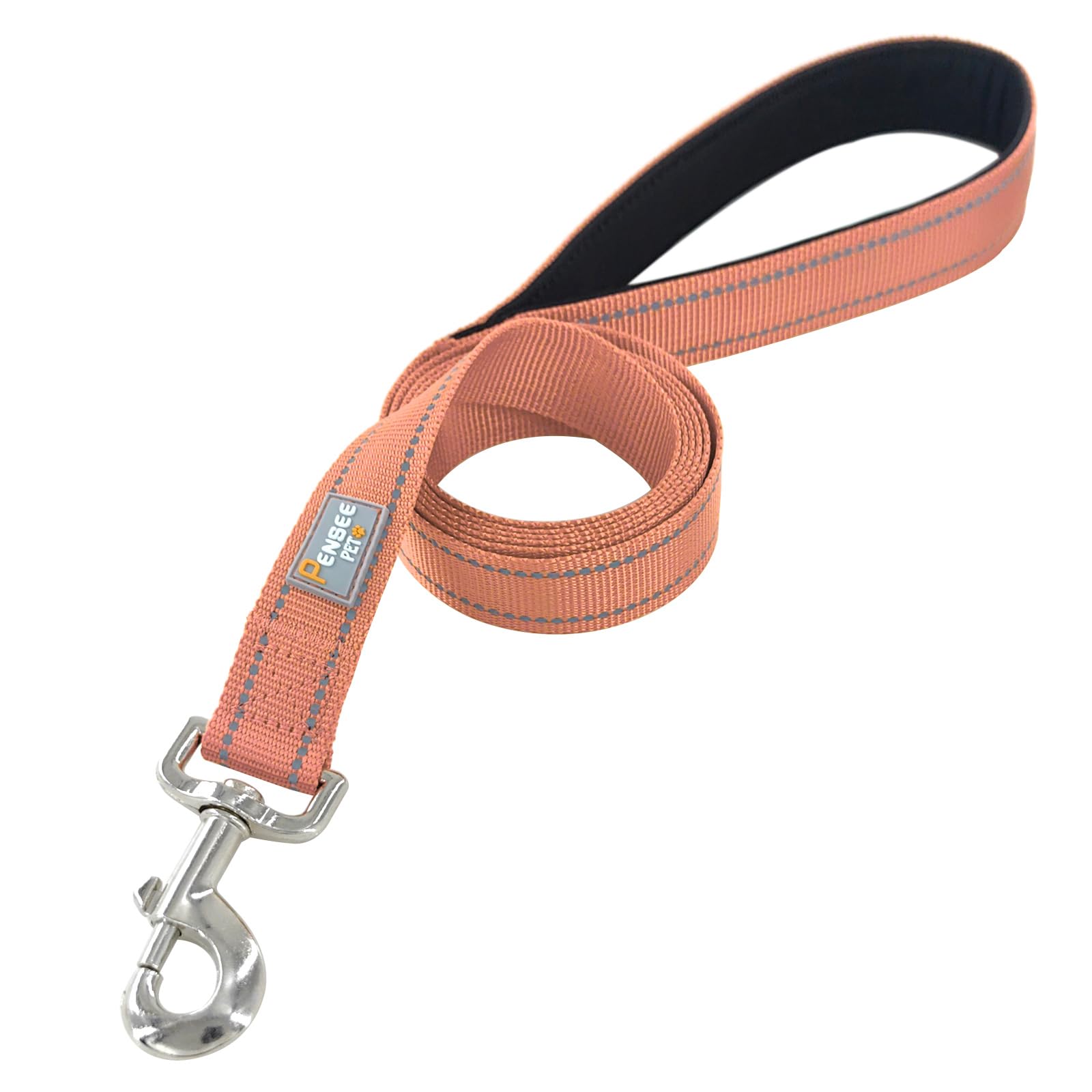 Penseepet Reflective Dog Leash 6 Ft Padded Handle Nylon Dogs Leashes For Large Dogs Coral
