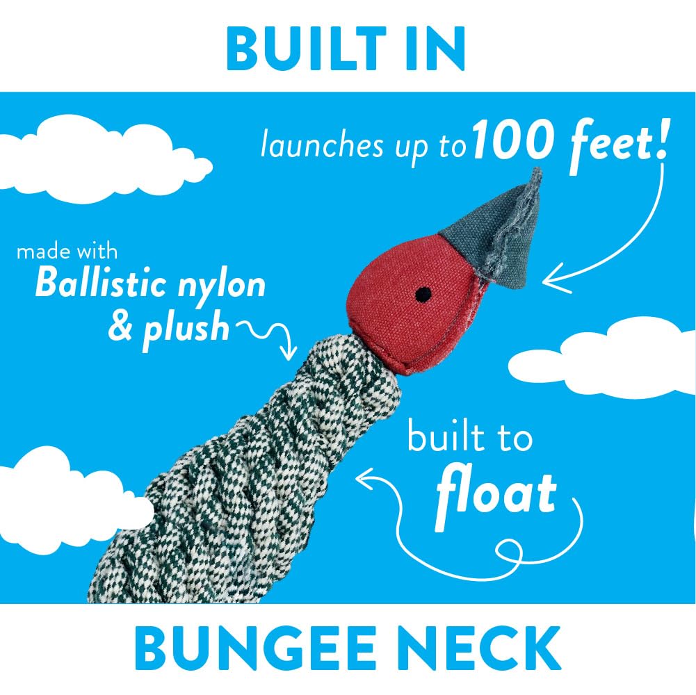 Spunky Pup Fly & Fetch Dog Toy - Durable, Floating, Interactive Bungee Launcher For Fetch And Water Play, Rope Duck