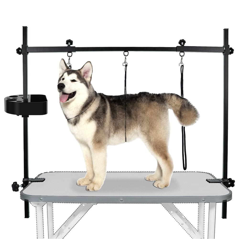 Leibou H-Shape Pet Grooming Table Arm With Tool Holder Noose And Clamp For Dogs And Cats Heavy Duty Aluminum Alloy Frame With 35