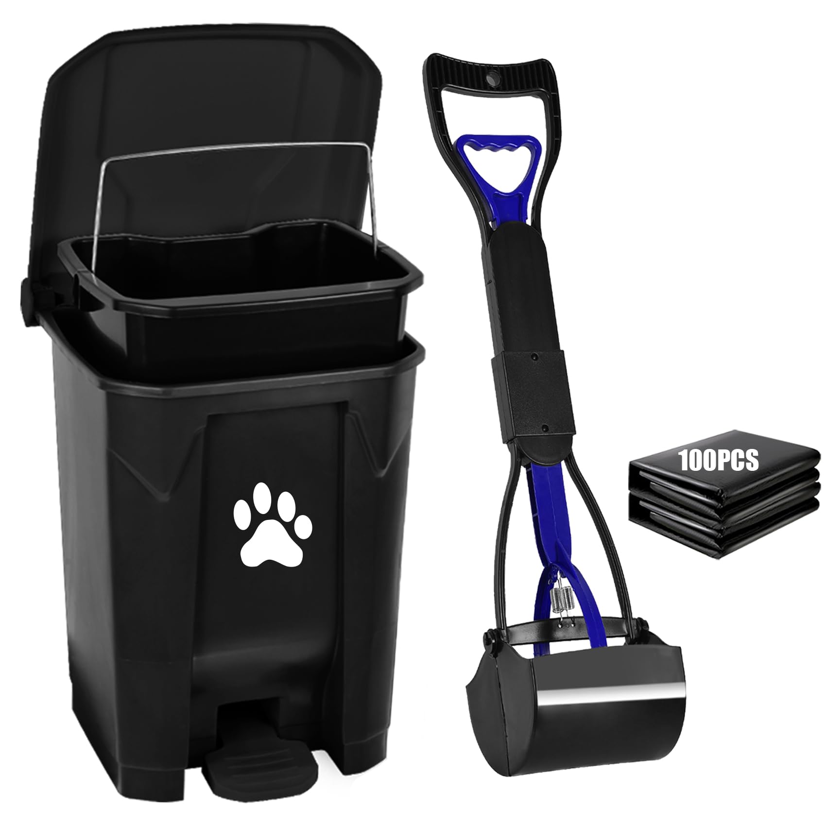 Mayayaday Outdoor Dog Poop Trash Can With Lid, Dog Waste Trash Can Pet Waste Container Pooper Scooper For Yard Garden Kitchen Wi
