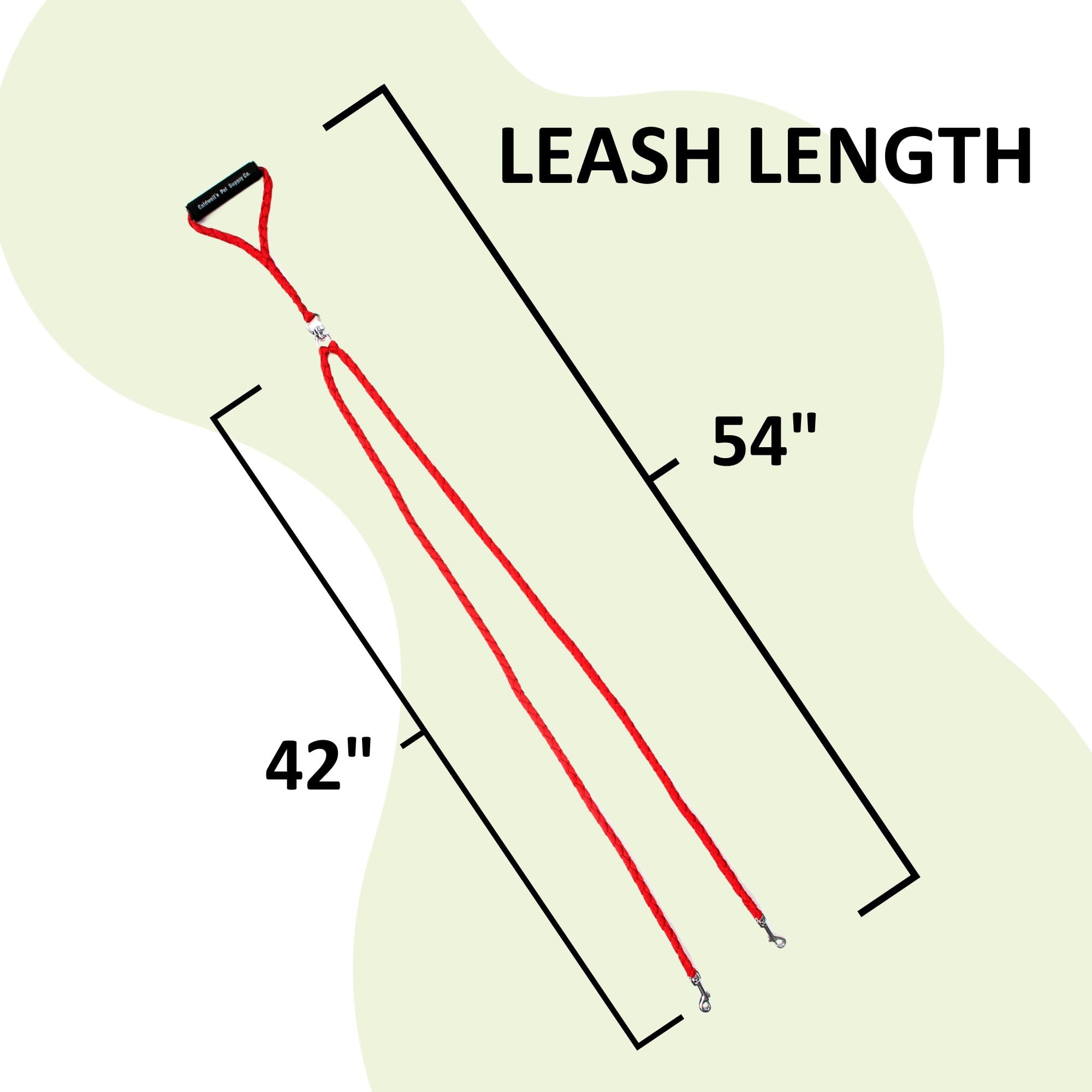 Caldwell's Pet Supply Co. Red Dual Dog Leash - Heavy Duty Tangle-Free Double Leash for Small, Medium, Large Dogs with Padded Handle