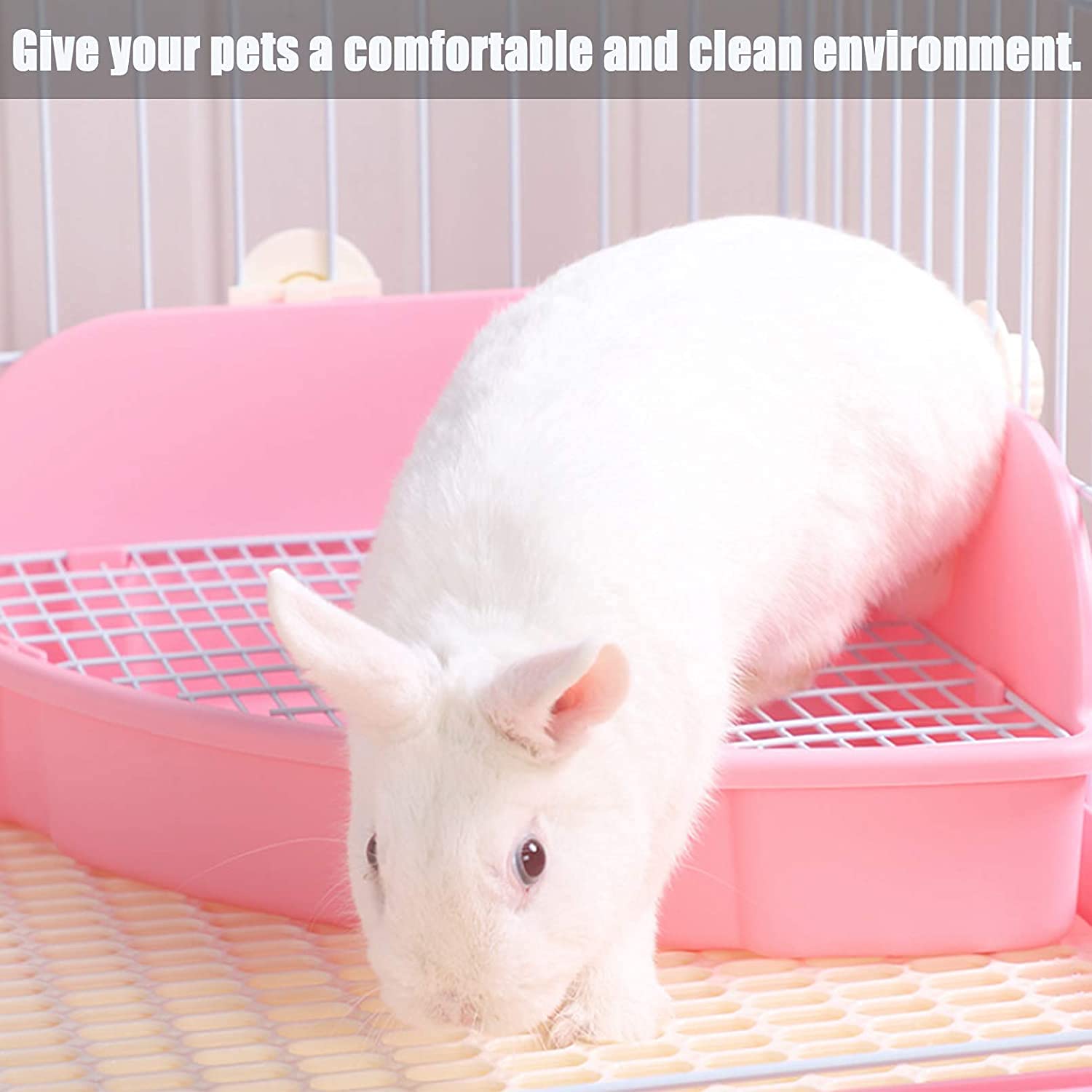 Kathson Large Rabbit Litter Box Bunny Corner Toilet Box Potty Trainer Bigger Pet Pan Small Animal Cage Toilet Bedding Box Fanshaped For Adult Guinea Pigs Chinchilla Ferret Galesaur