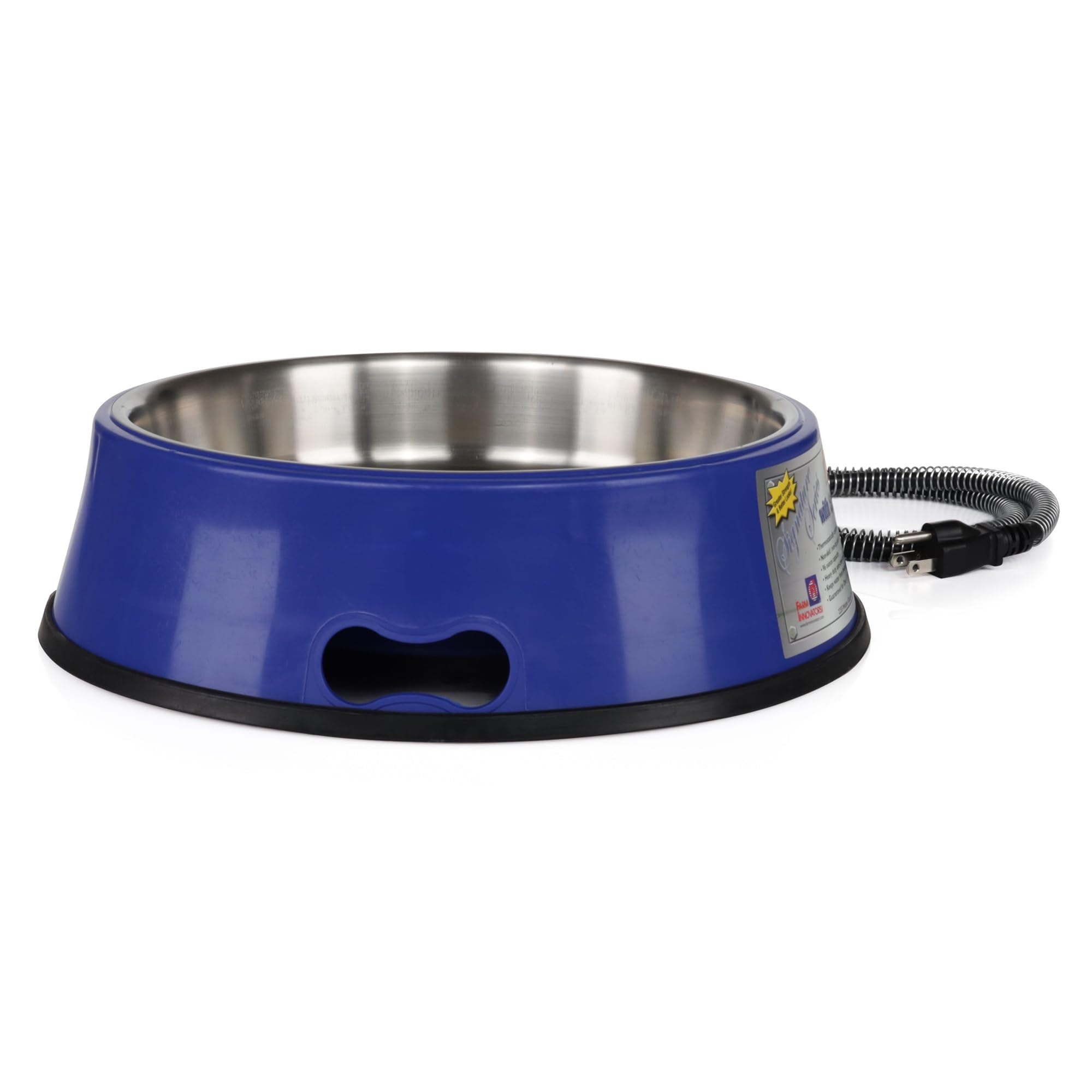 Farm Innovators SB-40 Signature Series 3 Quart Electric Heated Pet Water Bowl with Stainless Steel Insert, Thermostatic Control,