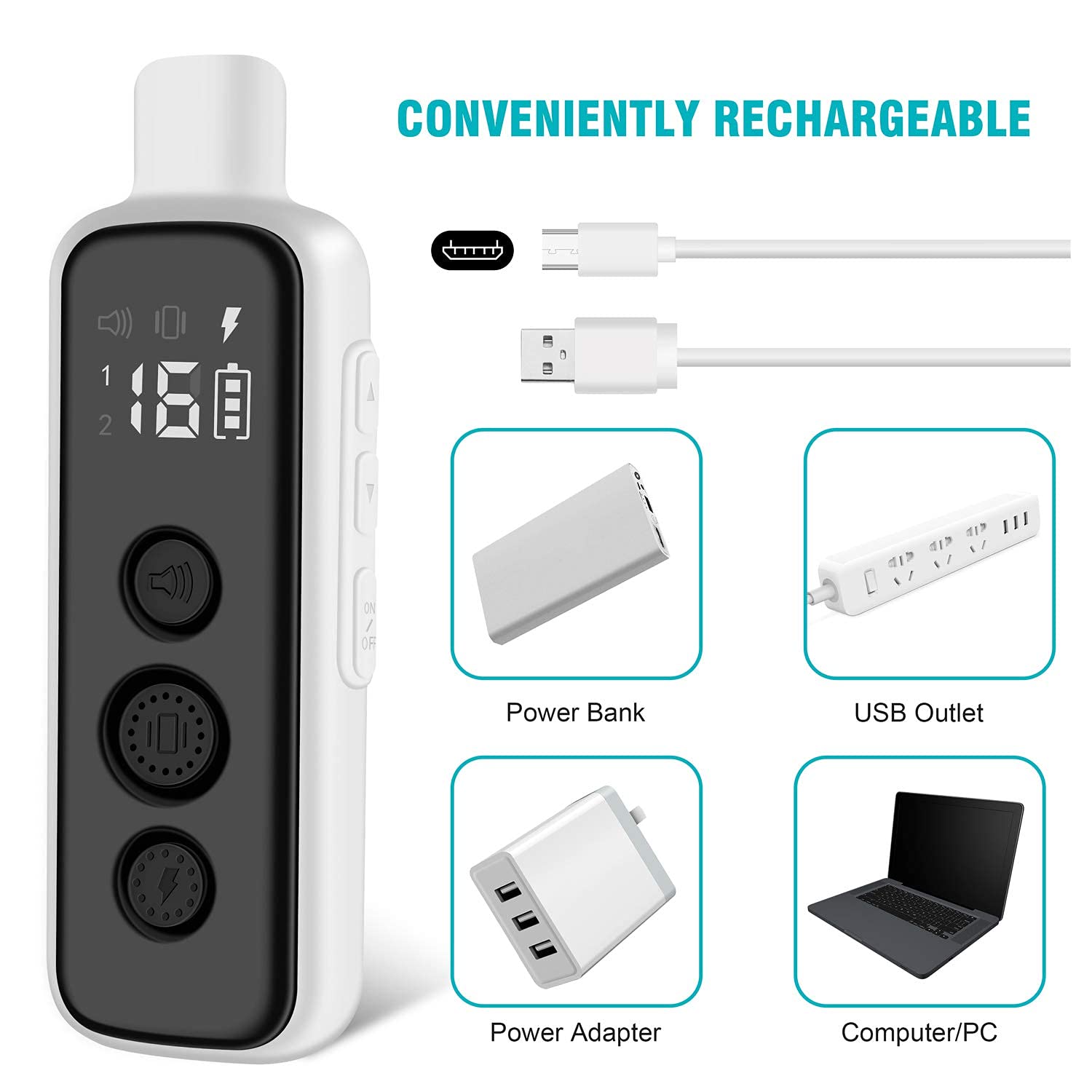 Bousnic Shock Collar For Dogs - Waterproof Rechargeable Dog Electric Training Collar With Remote For Small Medium Large Dogs With Beep, Vibration, Safe Shock Modes (8-120 Lbs) (Grey)