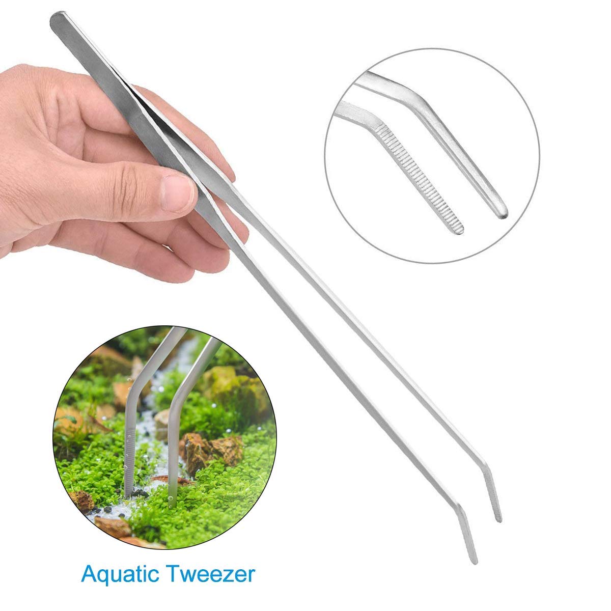 Hosmide Aquatic Plant Tweezers Scissor Spatula Tool Complete Set of 6 for Aquarium Tank Nourishing Stainless Steel 30cm Aquarium