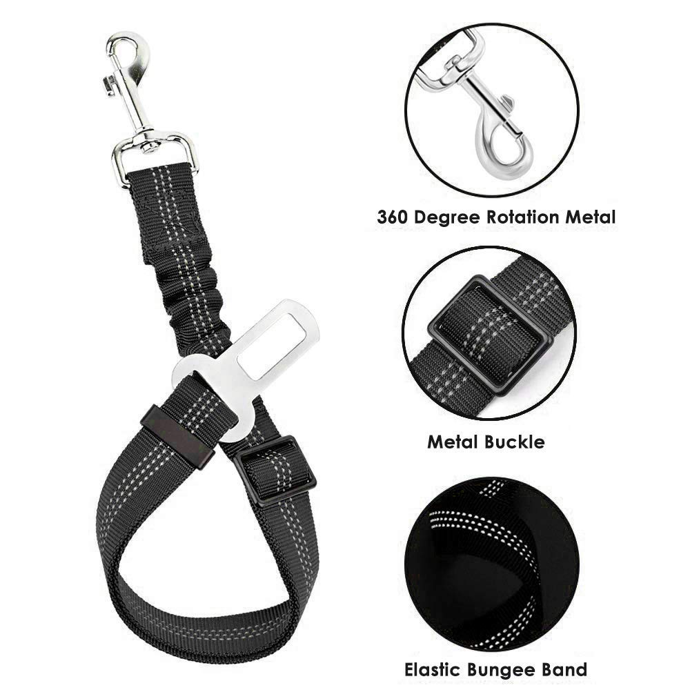 Slowton Dog Car Harness Seatbelt Set, Dog Vest Harness Adjustable Mesh Breathable & Vehicle Safety Seat Belt Tether With Elastic Bungee For Small Medium Large Pets(Pi,Xxxs)