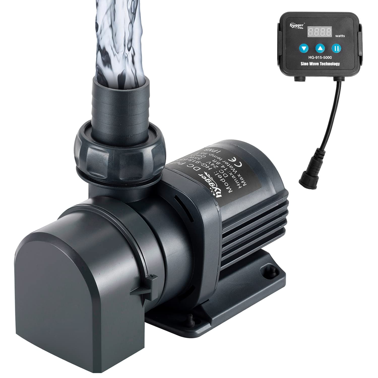 Hygger 1350GPH Quiet Submersible and External 24V Water Pump, with Controller (30%-100% Settings), Powerful Return Pump for Fish