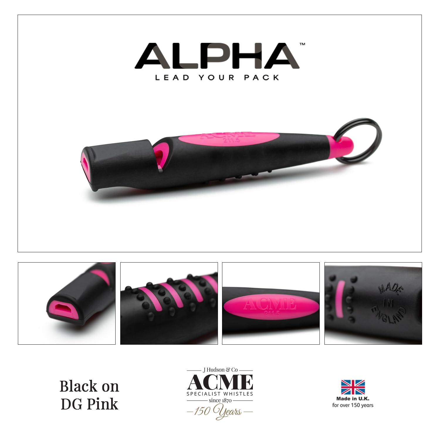 ACME Alpha 211.5 Professional Dog Training Whistle with Enhanced Ergonomic Grip. BPA-Free Plastic. 110 dBA. Long Range. Standard