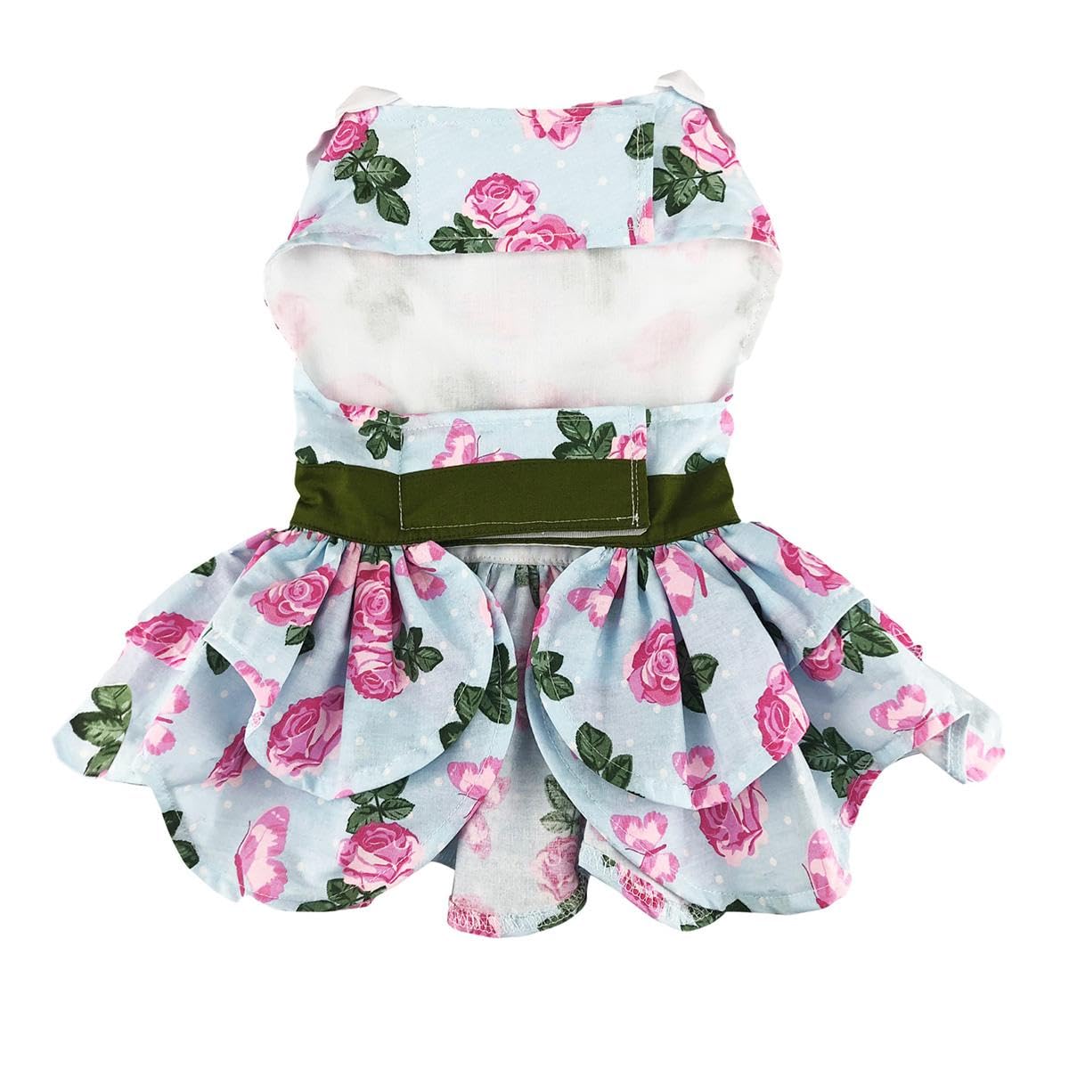 Doggie Design Pink Rose Dog Harness Dress With Matching Leash (Large)