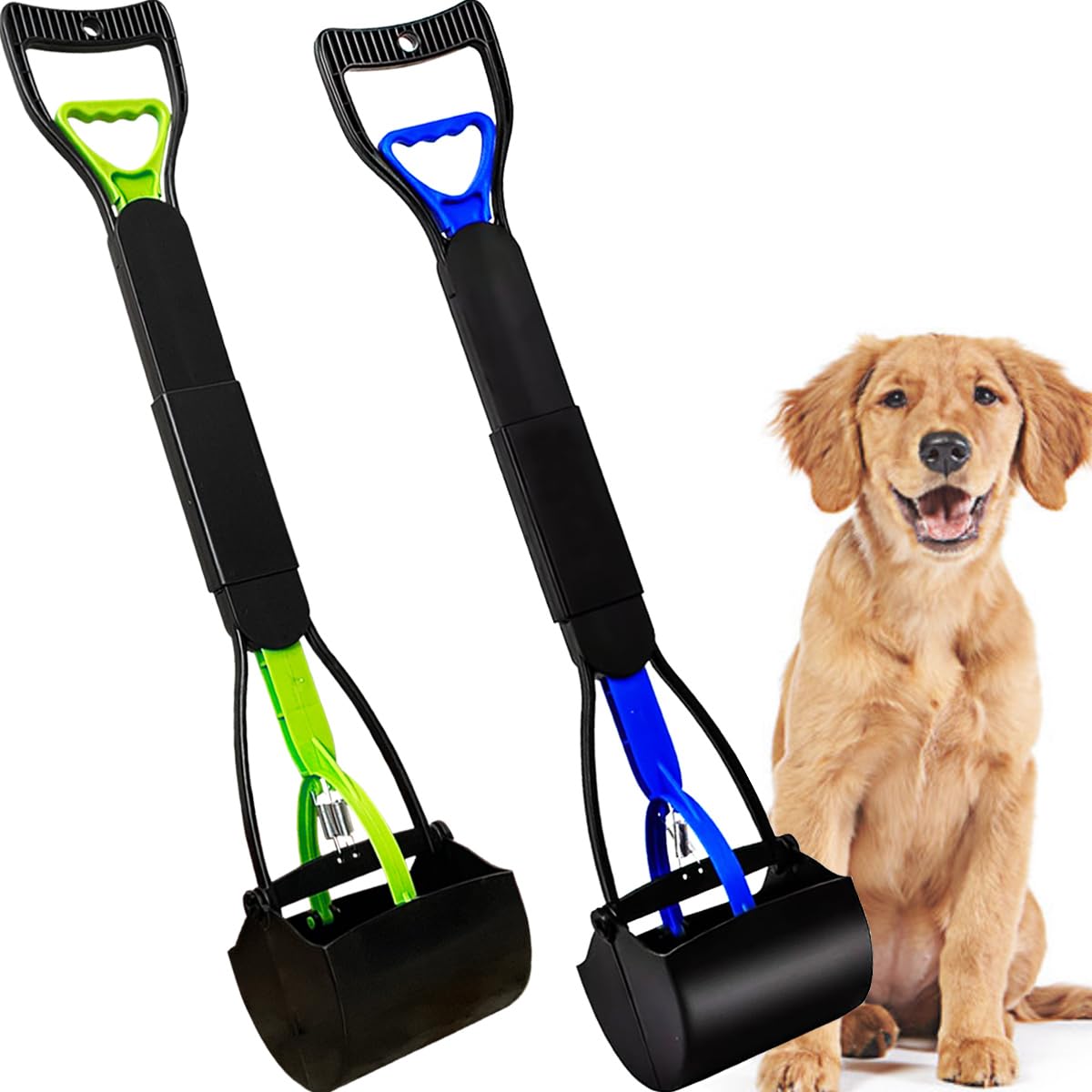 Woilife 2-Piece Ofpooper Scooper For Large Small Dogs Heavy Duty, Long Handle Poop Scoop For Yard, Grass, Gravel, Dog Poop Grabb