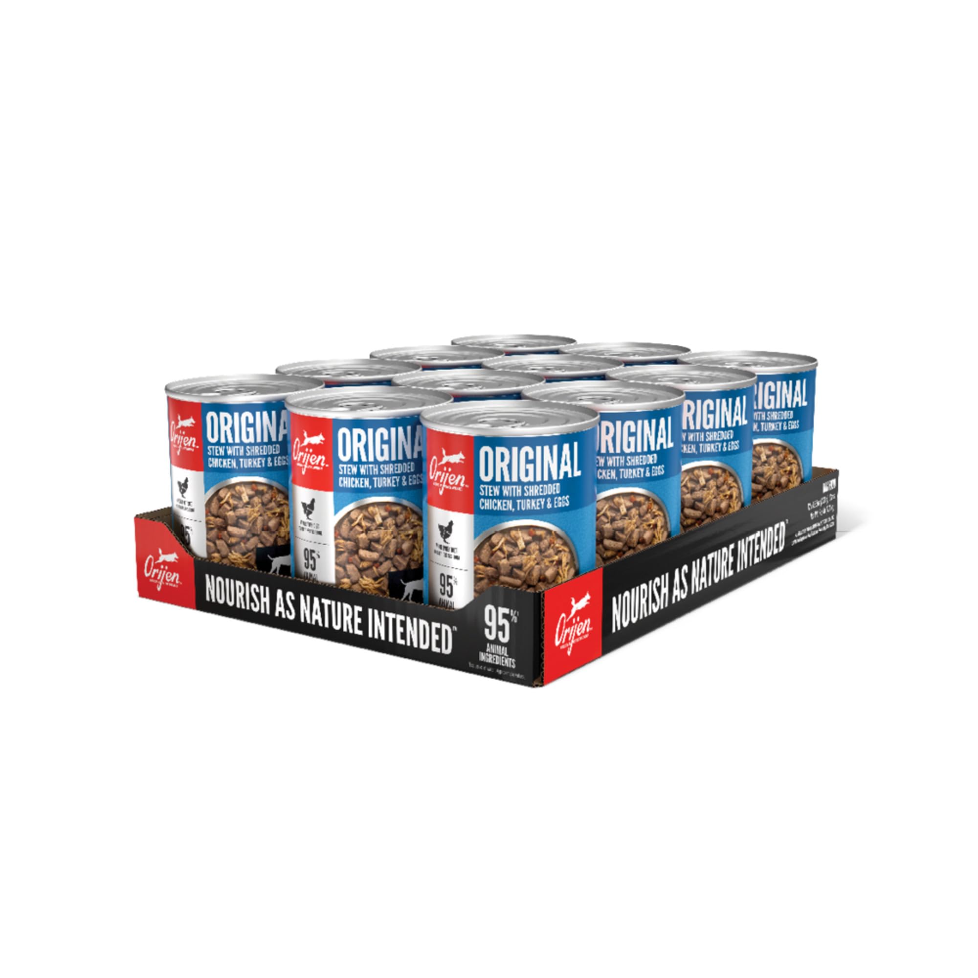 ORIJEN Real Meat Shreds Wet Dog Food Original Stew Recipe 12.8oz Cans (12 Count)