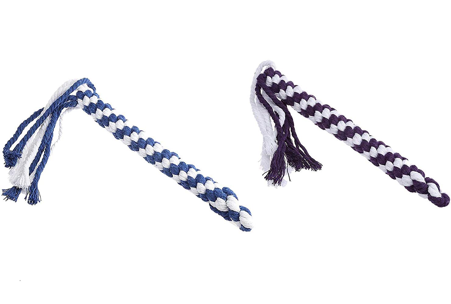 Amyese Interactive Dog Toys - Extendable Flirt Pole With 2Pcs Braided Rope Tugs For Dog Outdoor Entertainment, Train And Exercise, Blue, Size L