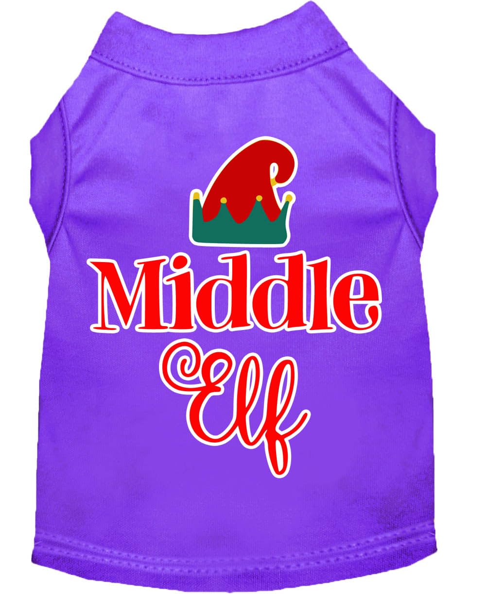 Christmas Pet Dog & Cat Shirt Screen Printed, &quot;Middle Elf&quot; Purple SM (3-6 lbs.)